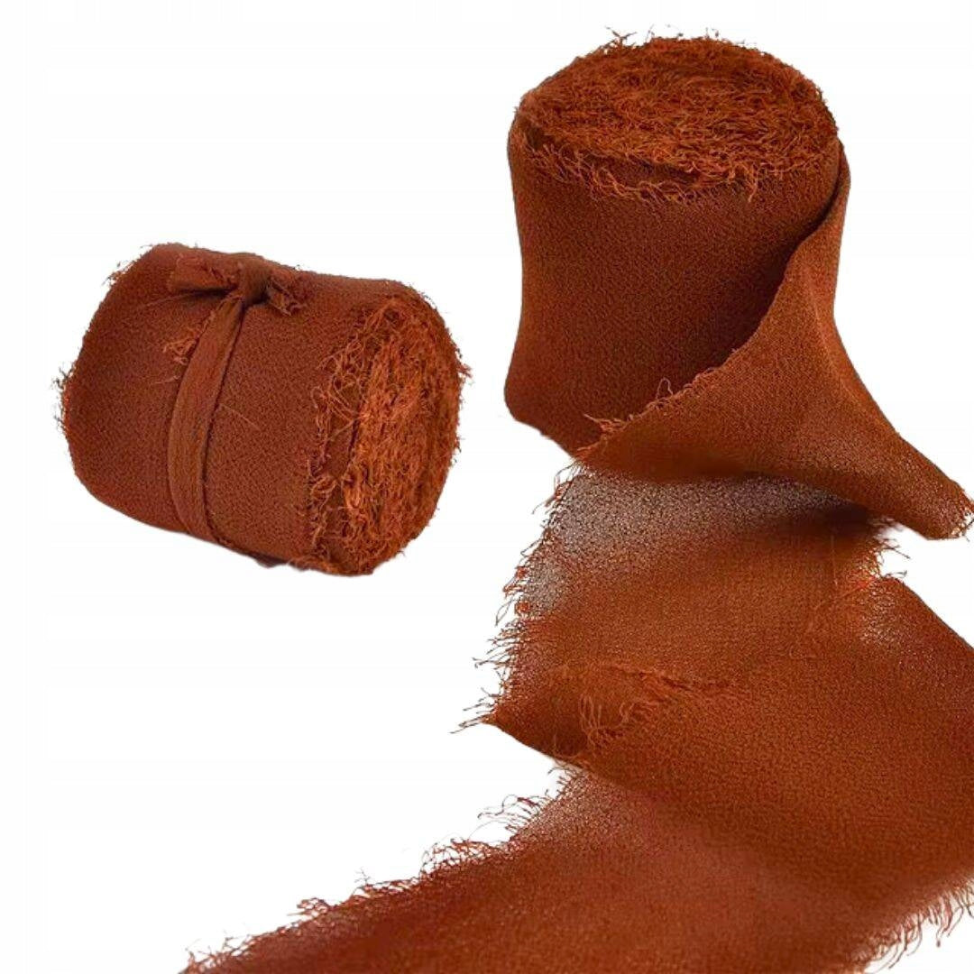 Chiffon Ribbon Ripped COPPER For Gift Wrapping 6.5m