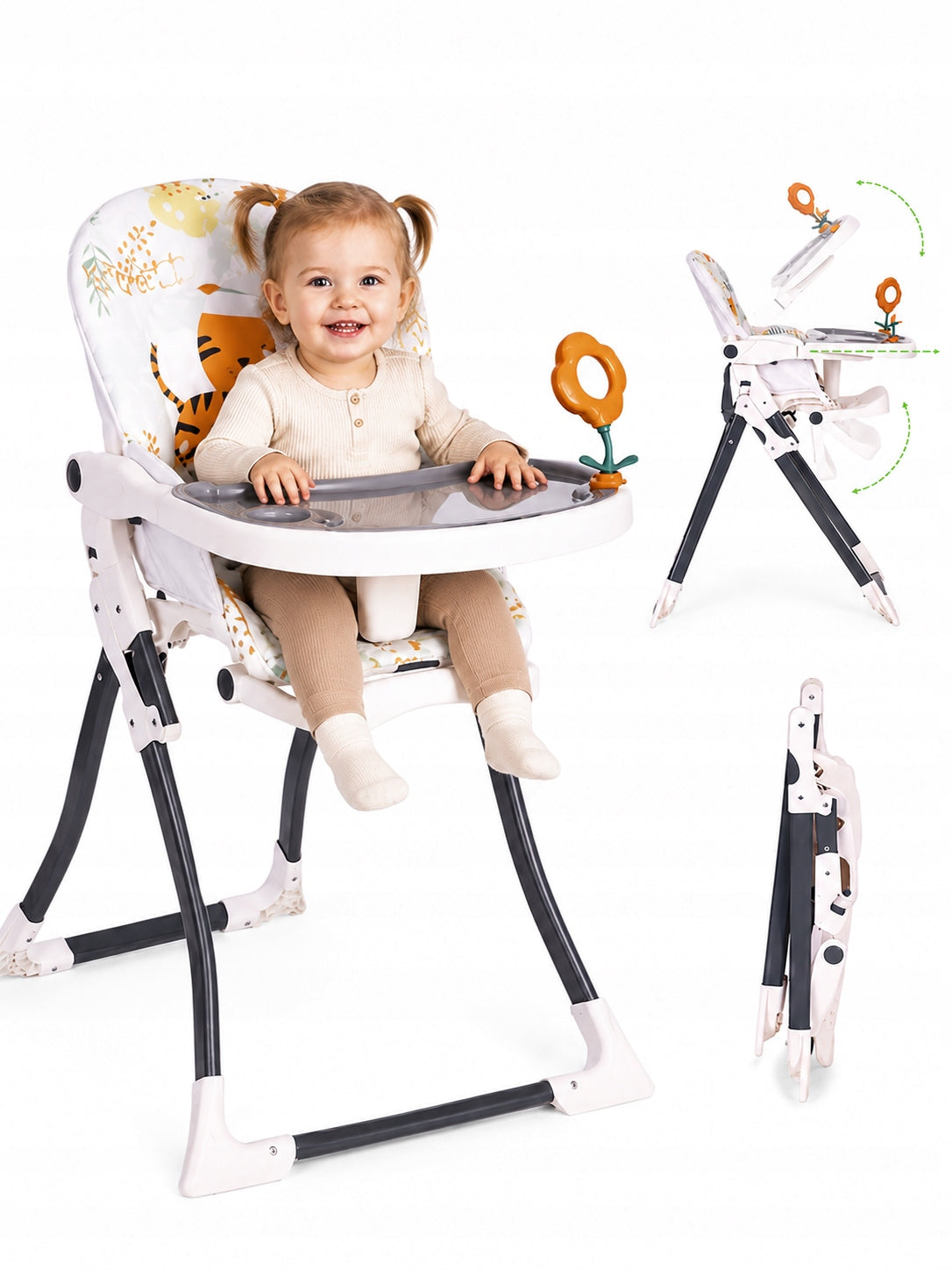 Child Feeding Chair Folding Tray Straps + 3in1 Toys