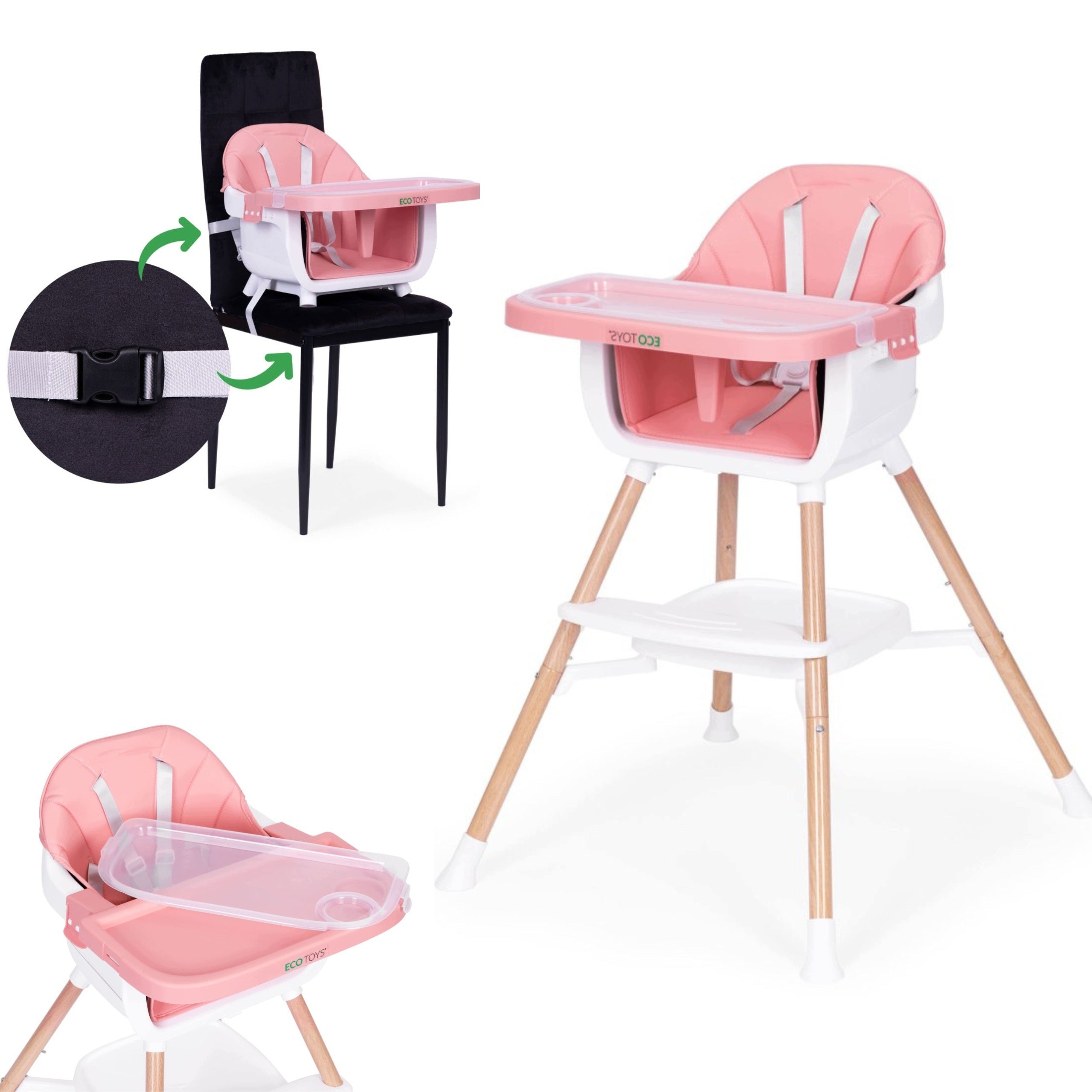Child High Chair Seat 2in1 Pink 6-36 M Stable