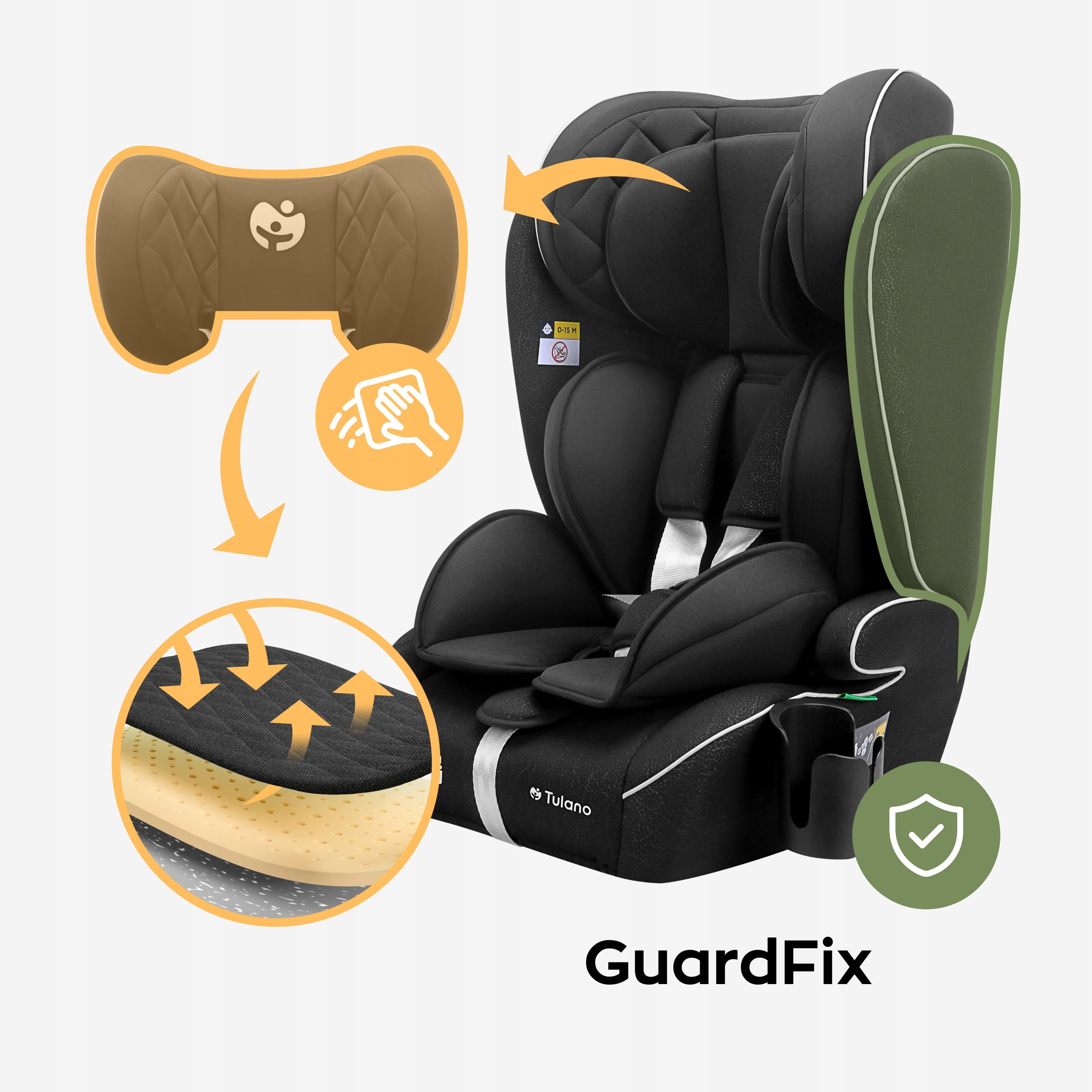 Child car seat TULANO i-Size R129 seat 9-36kg 76-150cm Brand TULANO