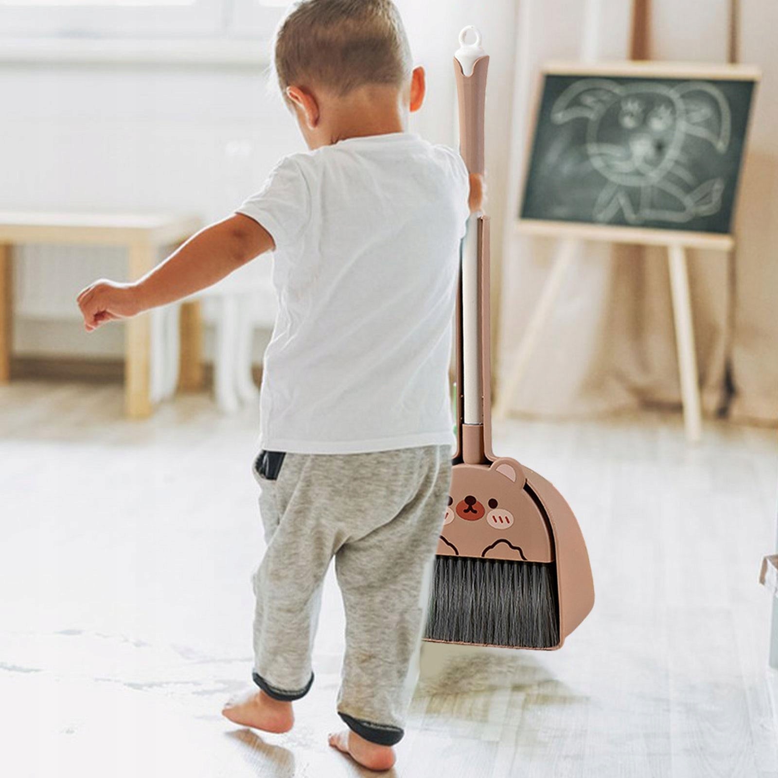 Children's Broom Vacuum Cleaner Cleaning Set Dustpan Toy Broom Set Bear