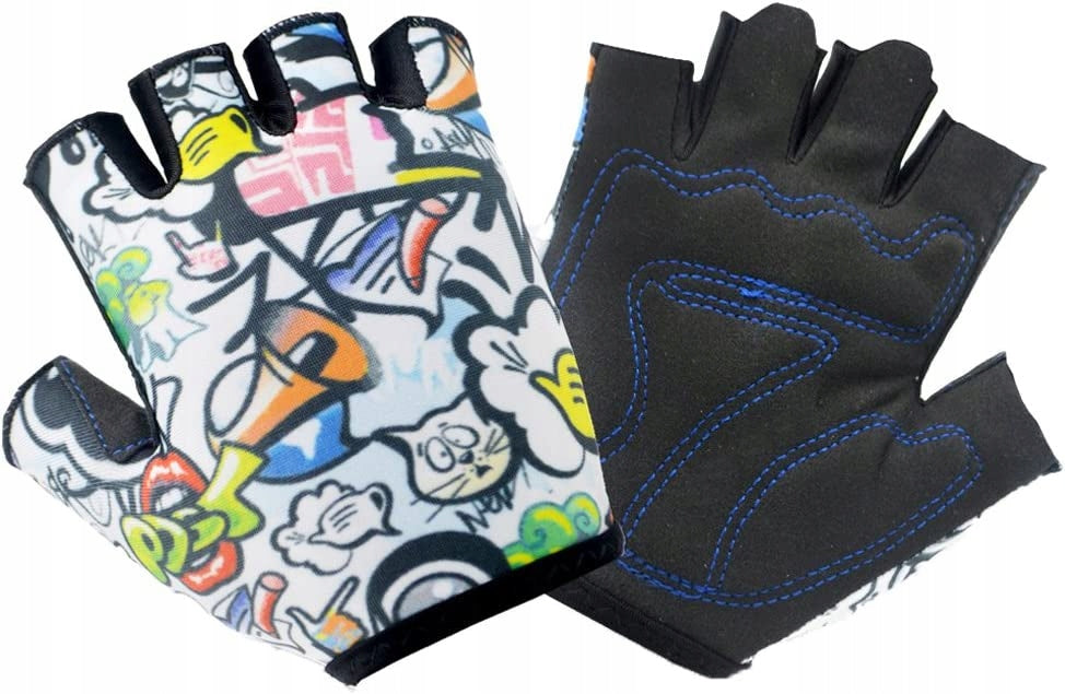 Children Bikes Adjustable Gloves Half- Color white