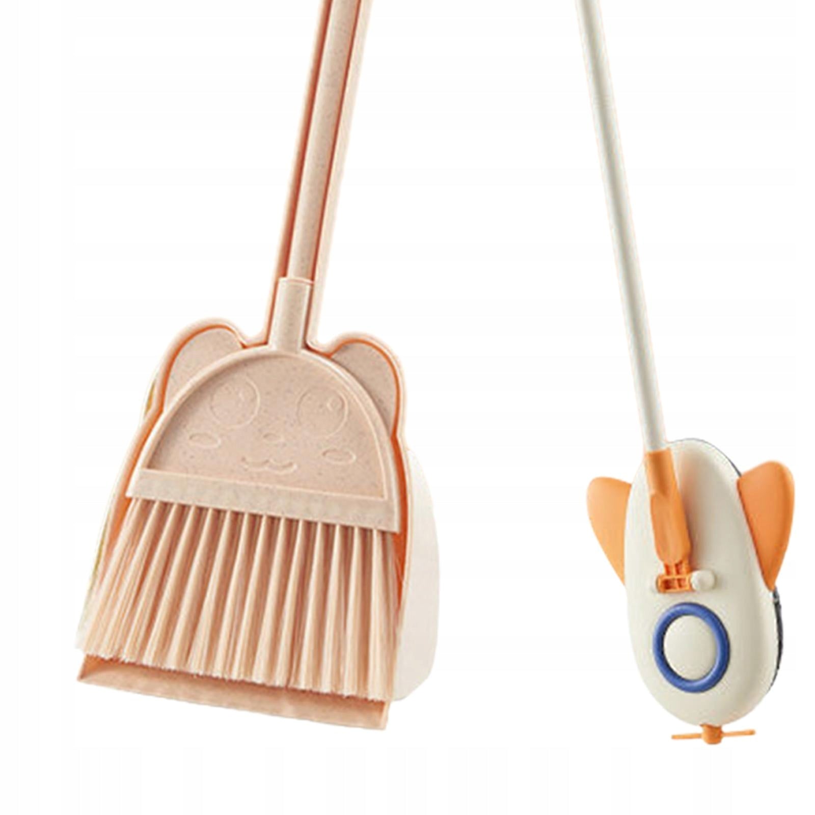 Children Cleaning Broom Dustpan Set Housekeeping Play Set Mini Beige Brand no brand