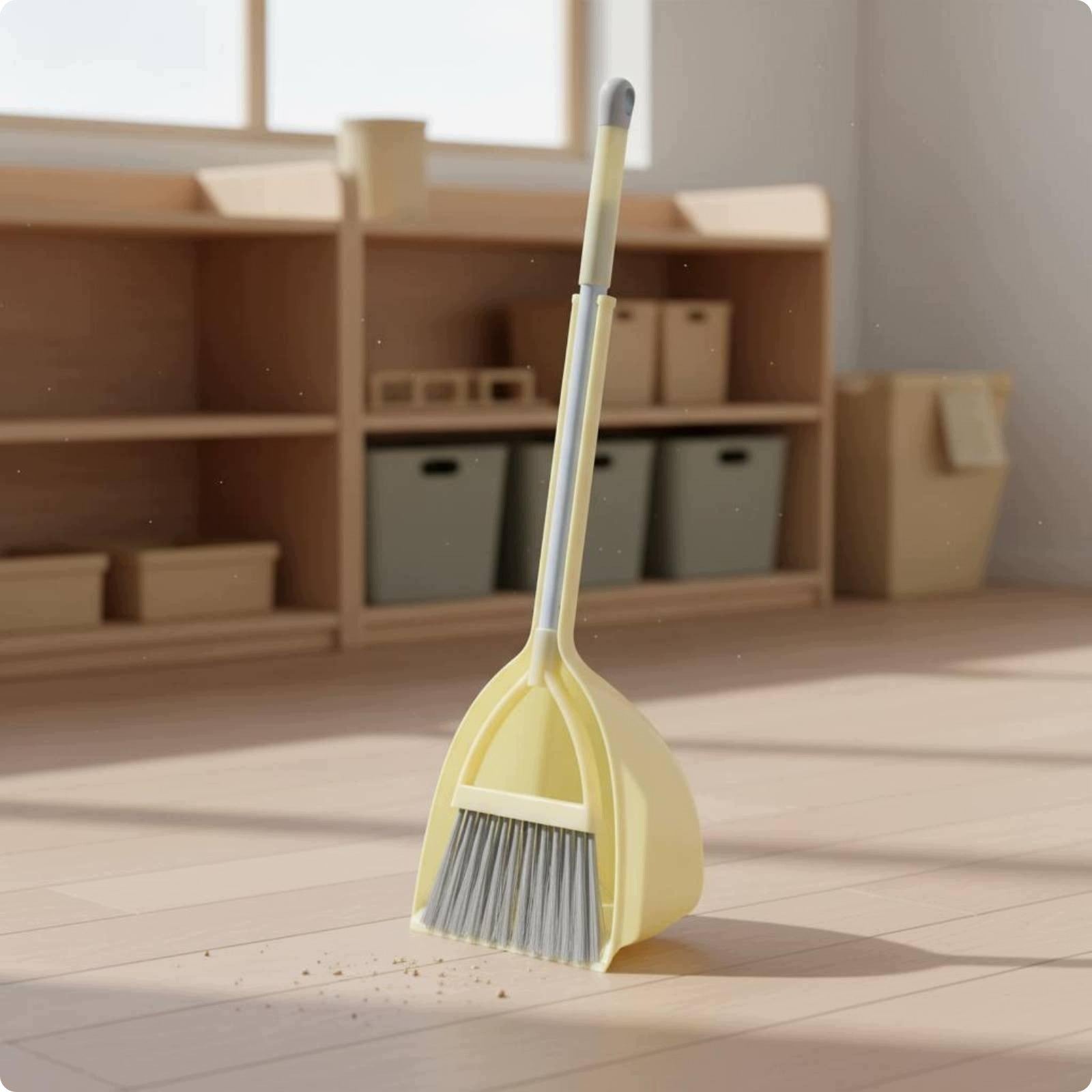 Children Cleaning Broom Yellow