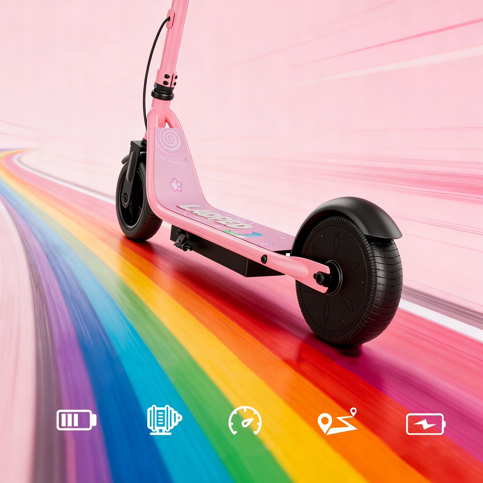 Children Electric Scooter 250W 14KM/H 16KM 6.5" Solid Tyres 70kg Pink Engine power 250 W