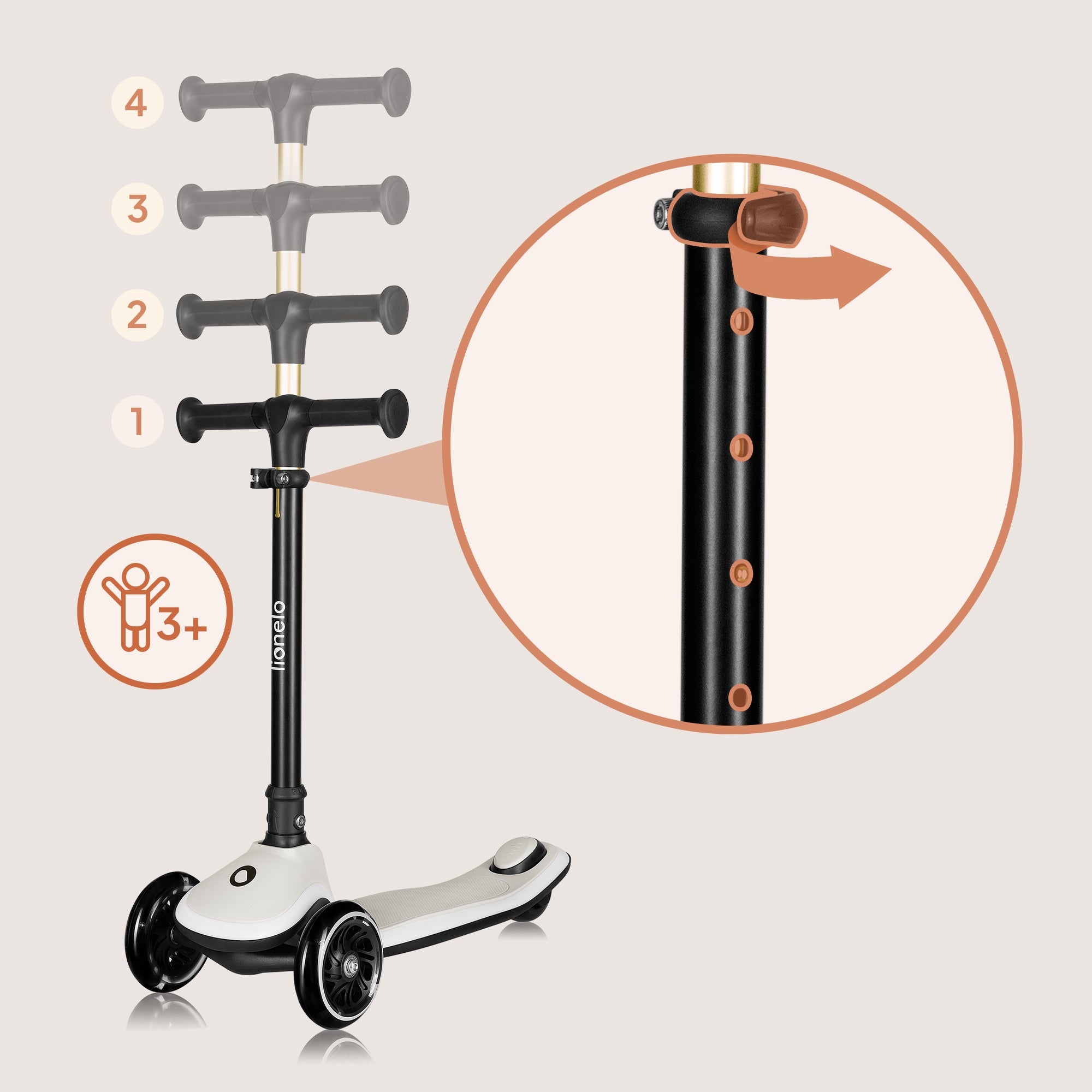 Children's Balance Tricycle Scooter LED Folding Up to 50kg Lionelo Mey Number of wheels 3