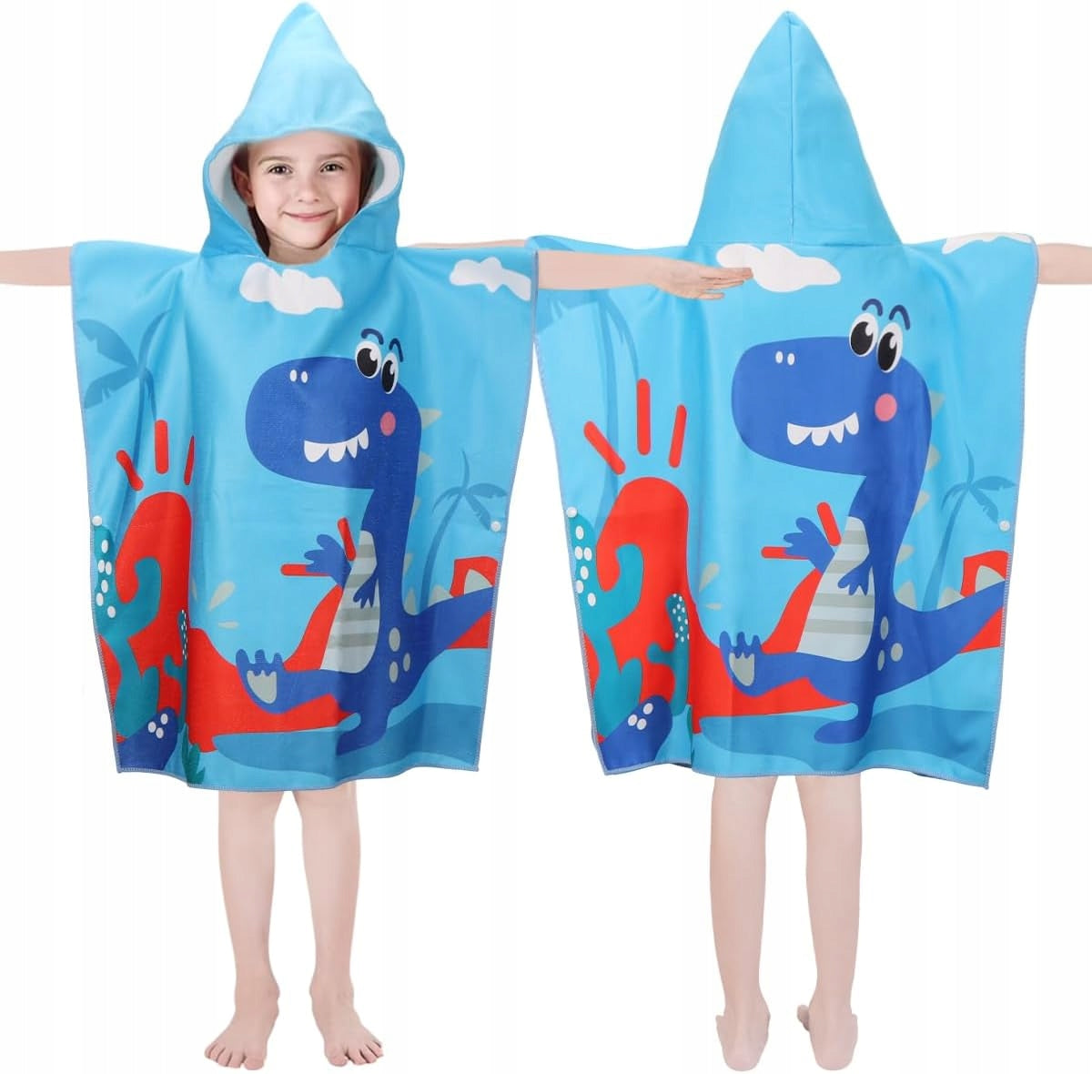 Children's Beach Poncho Bath with Hood Dino Pool Towel Model dino