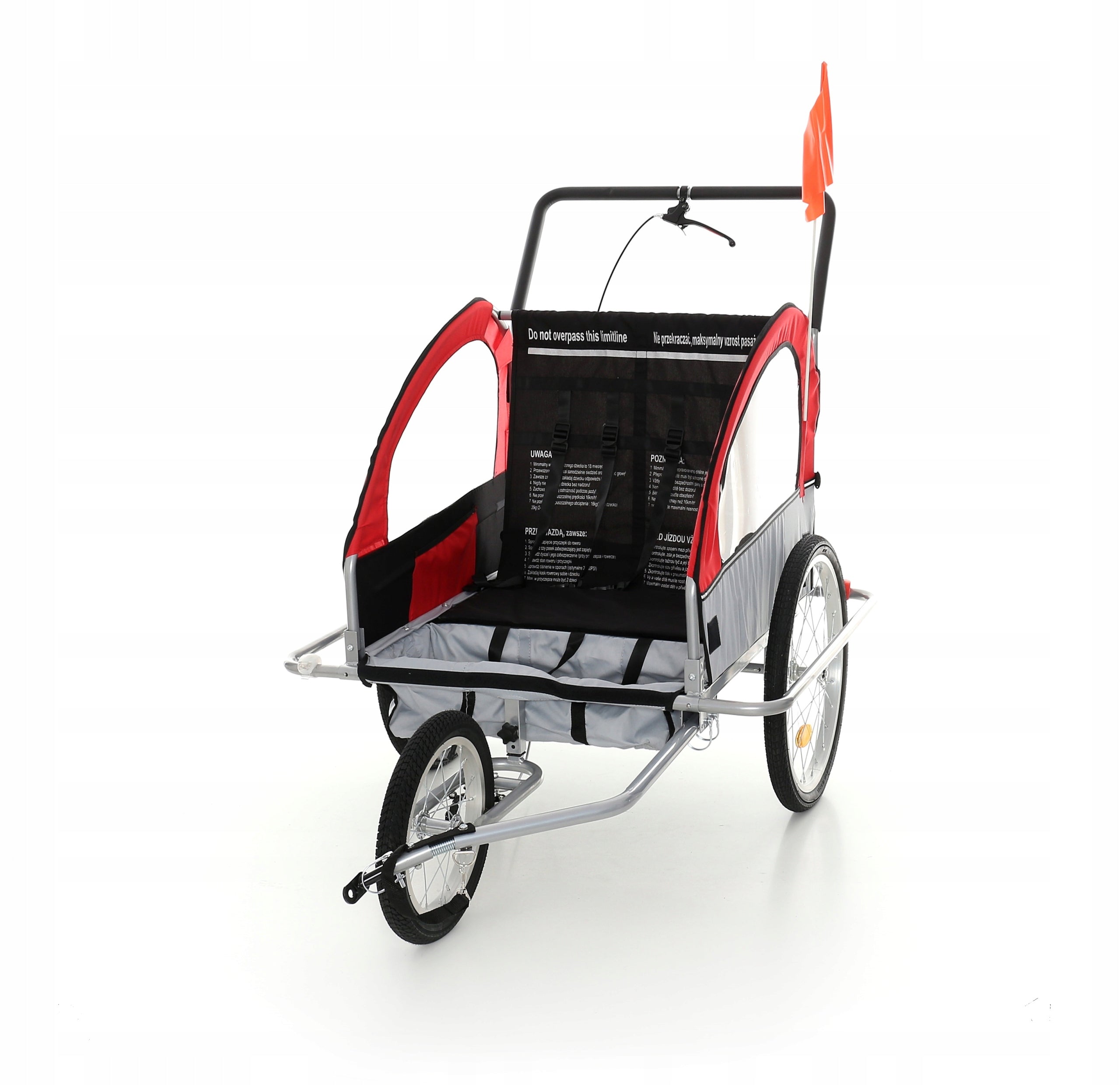 Children's Bicycle Trailer Cushioned 2 Person Red and Grey EAN (GTIN) 5906892111891