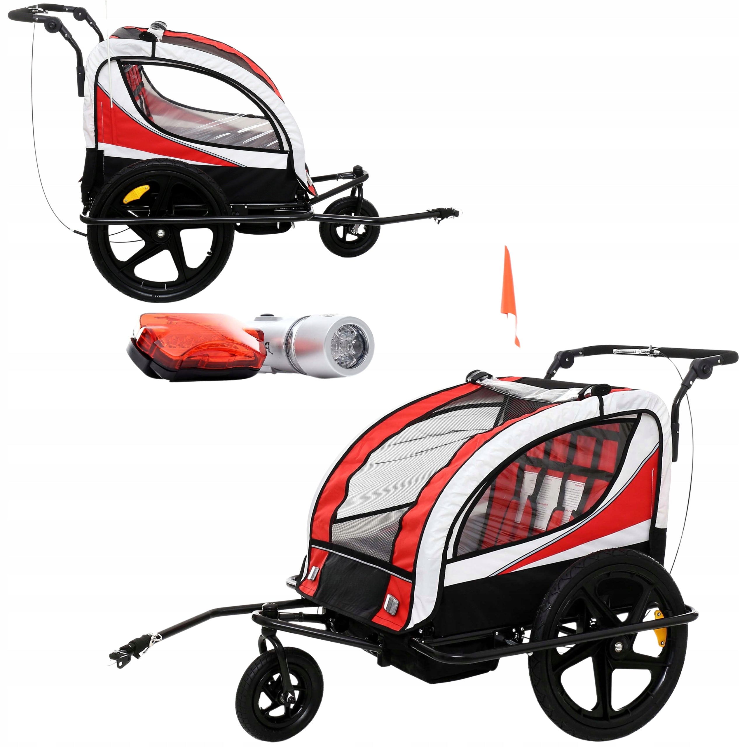 Children's Bicycle Trailer Shock Absorber Adjustable Red-White-Black Packaging status original