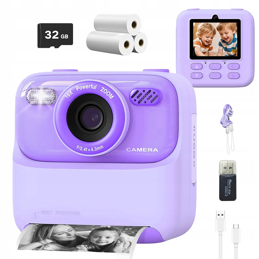 Children's Camera 2,4" INSTANT THERMAL PRINTER 32GB