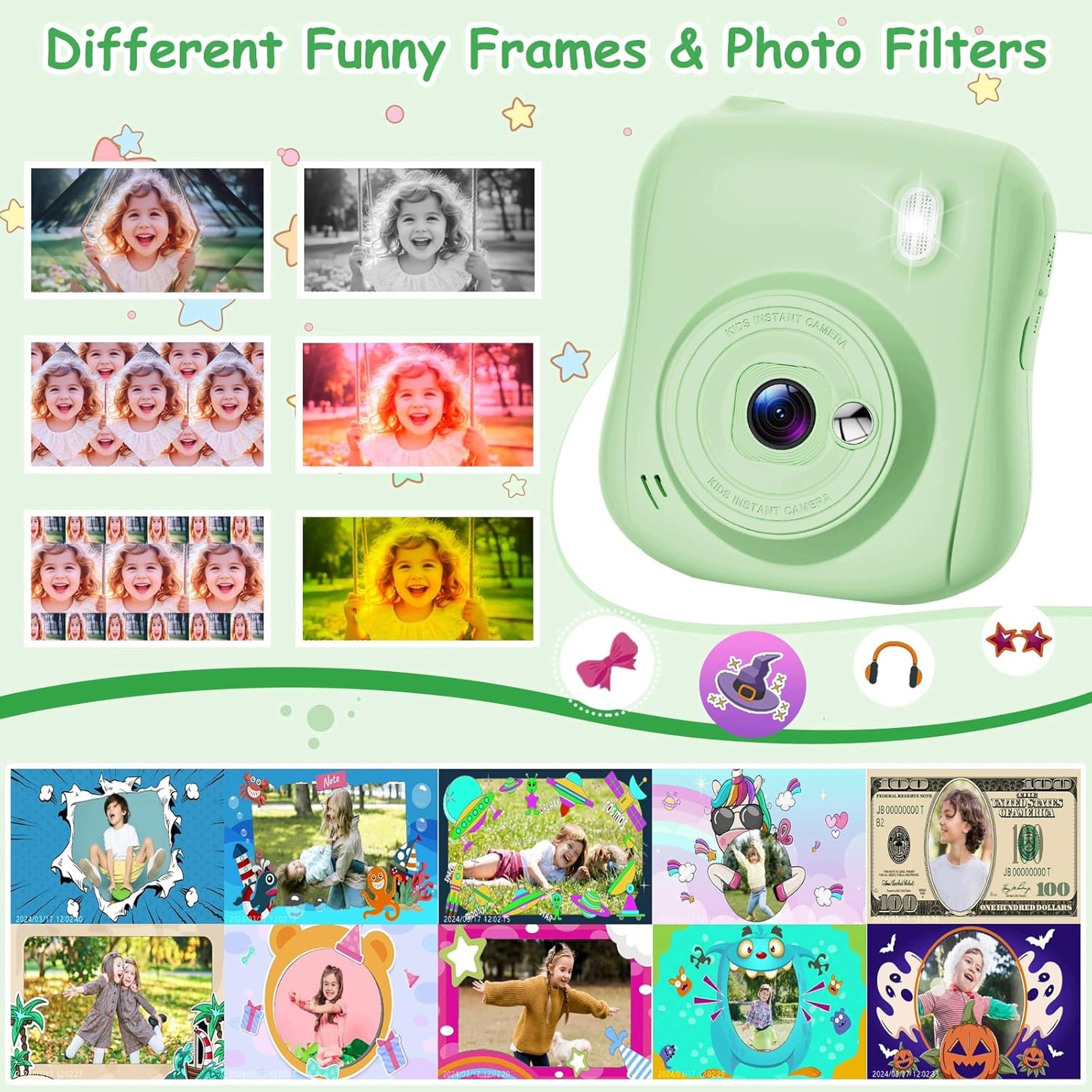 Children's Camera With Instant Printing 1080P Card 32GB Toy Gift Model MNV8YDSM