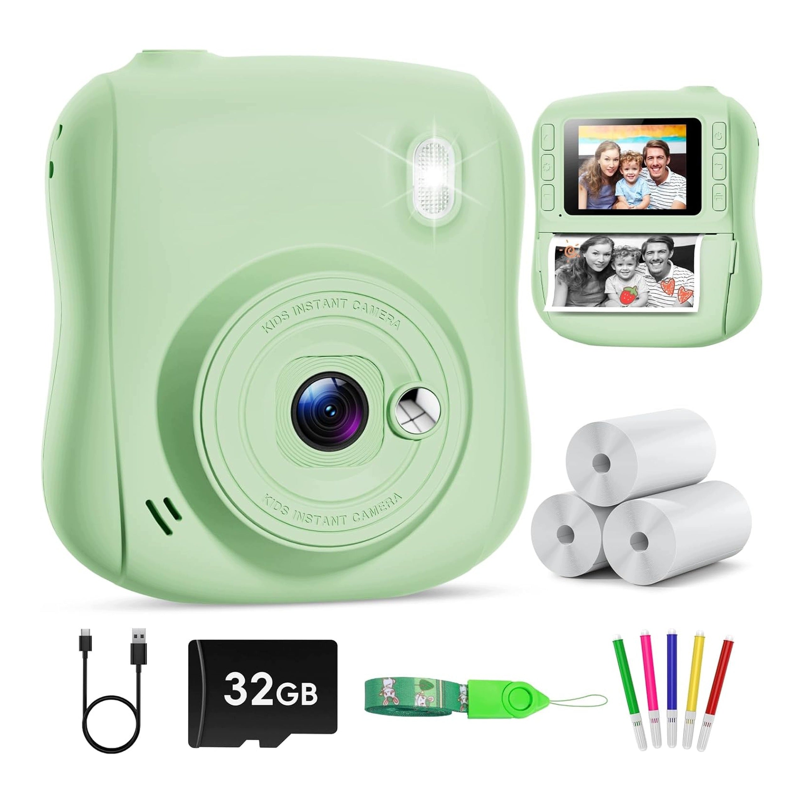 Children's Camera With Instant Printing 1080P Card 32GB Toy Gift