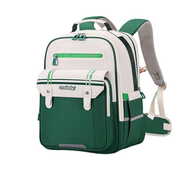 Children's Cloud School Backpack 1-6 Classes Green White Large Capacity