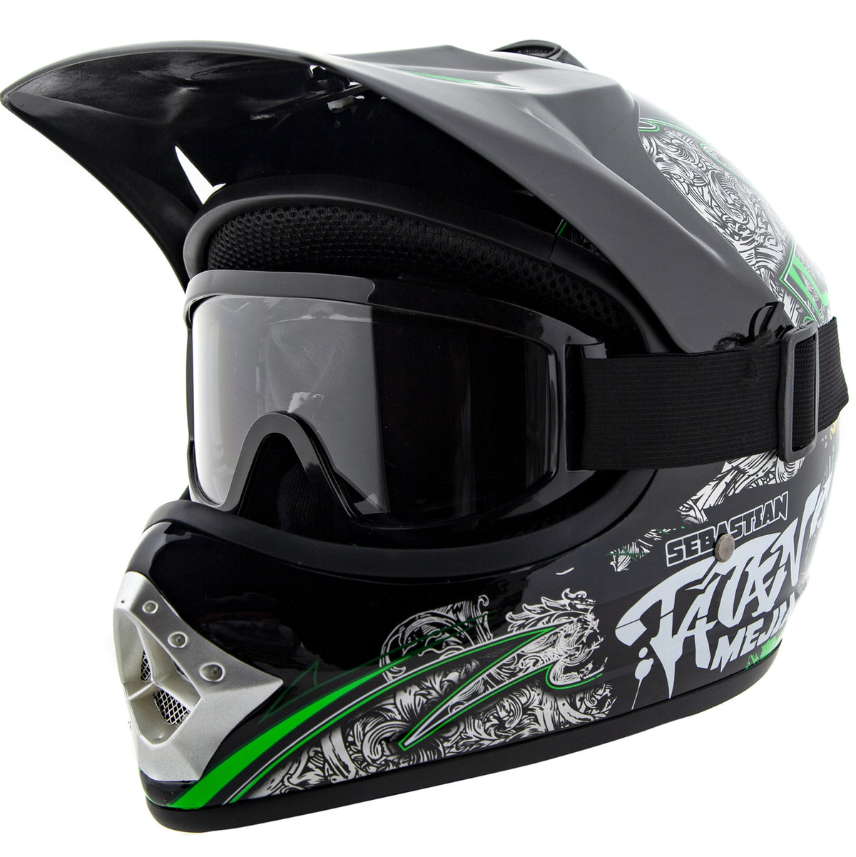 Children's Cross Helmet Goggles and Gloves for Enduro BMX Quad XS Black Manufacturer City-Bike