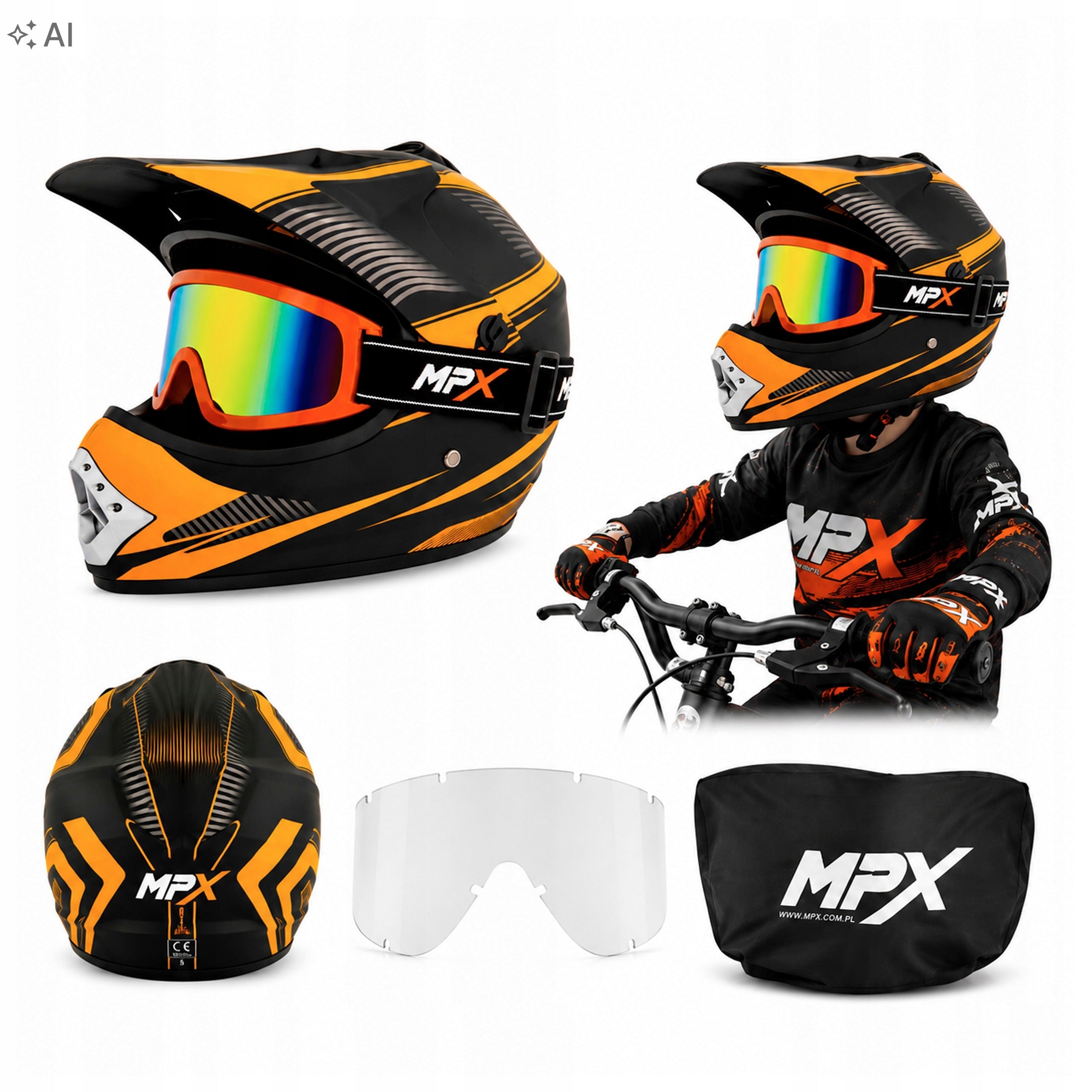 Children's Cross Helmet+Gogle Enduro Quad ATV BMX Cross Scooter S 53-54 cm