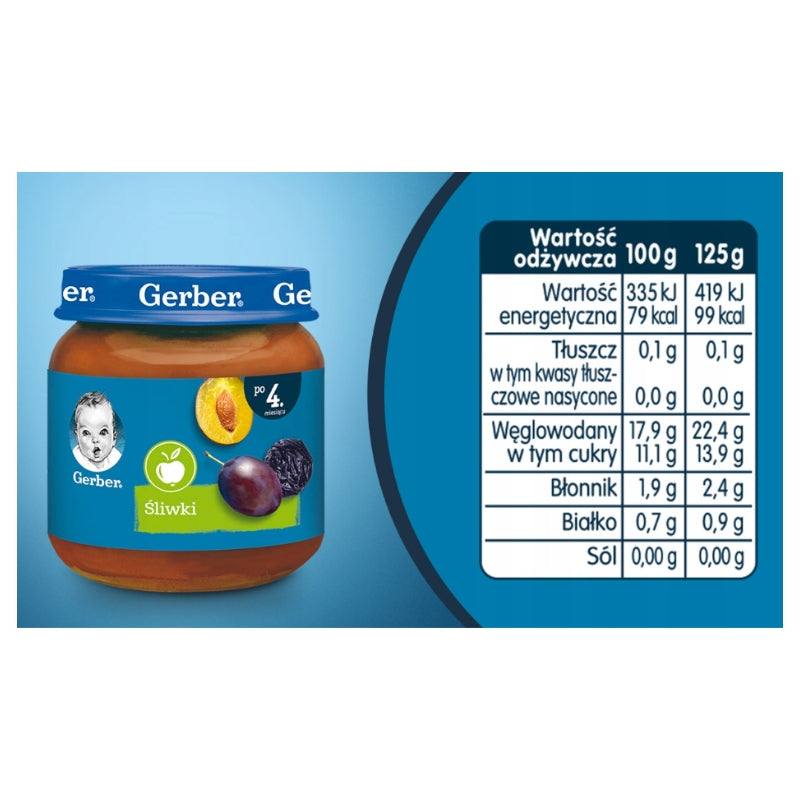 Children's Dessert Good for Constipation Plums Gerber 125 g Manufacturer code 5900452078631