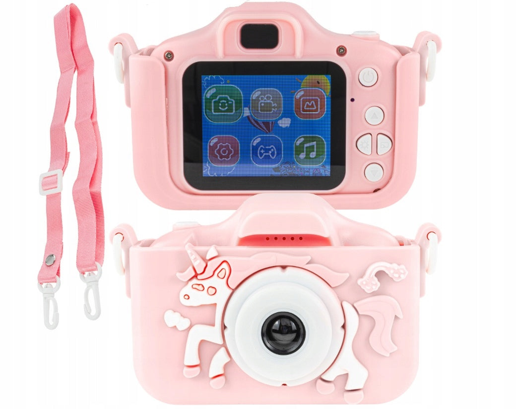 Children's Digital Camera Unicorn USB Pink, Stickers + 32GB SD Card