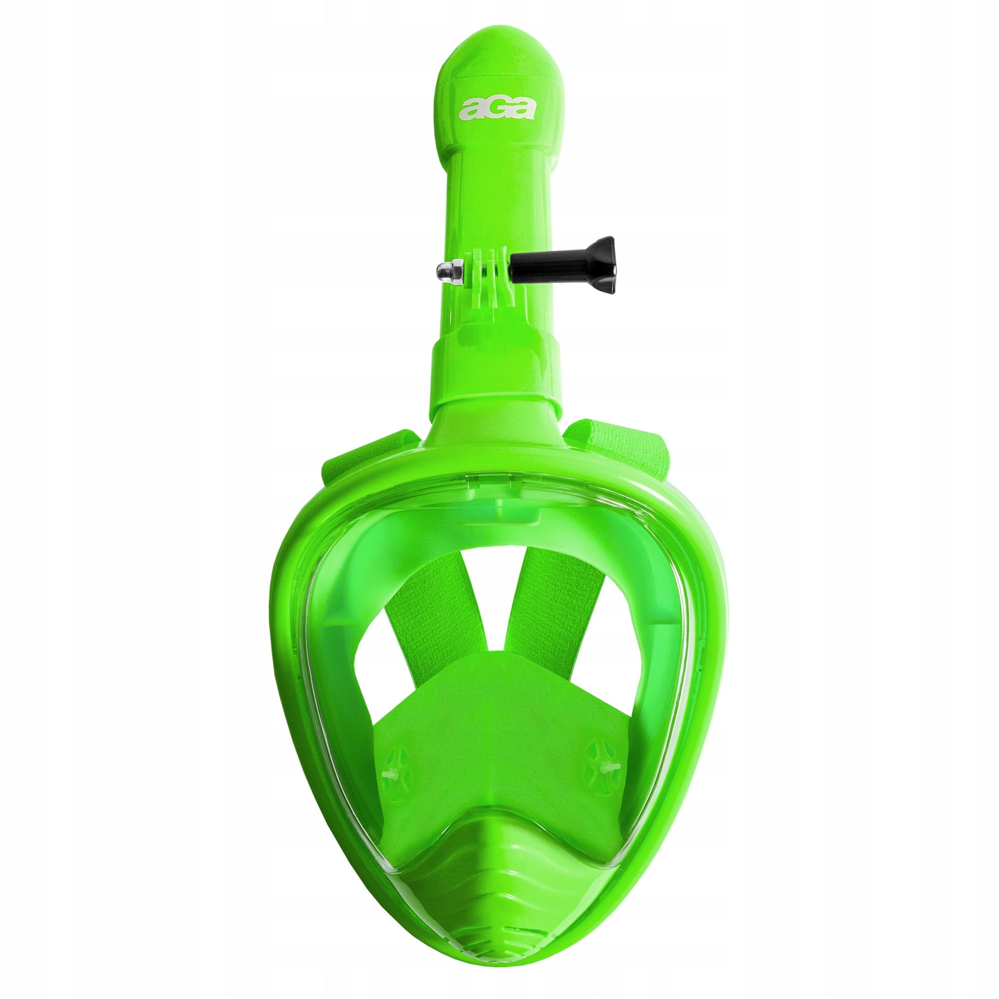 Children's Diving Mask Full Face With Tube XS GoPro Green Holder Brand Aga