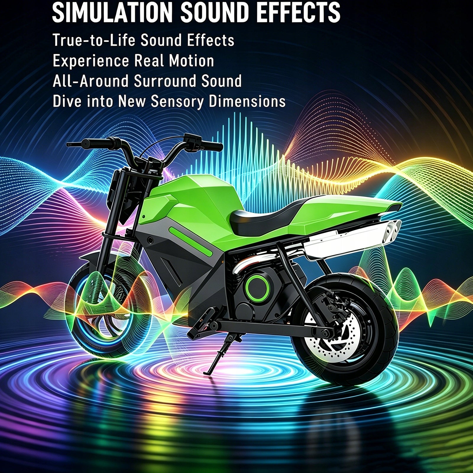 Children's Electric Motorcycles 250W 16KM/H 21.6V4AH 12" LED Wheels Green Manufacturer code MINI-ADV-3