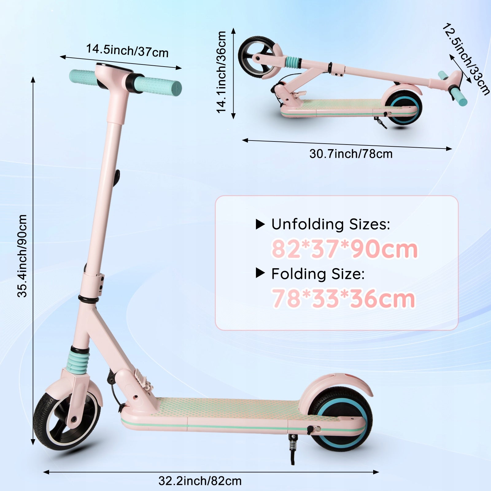 Children's Electric Scooter 14km/h 130W Foldable LED Screen Pink Color pink