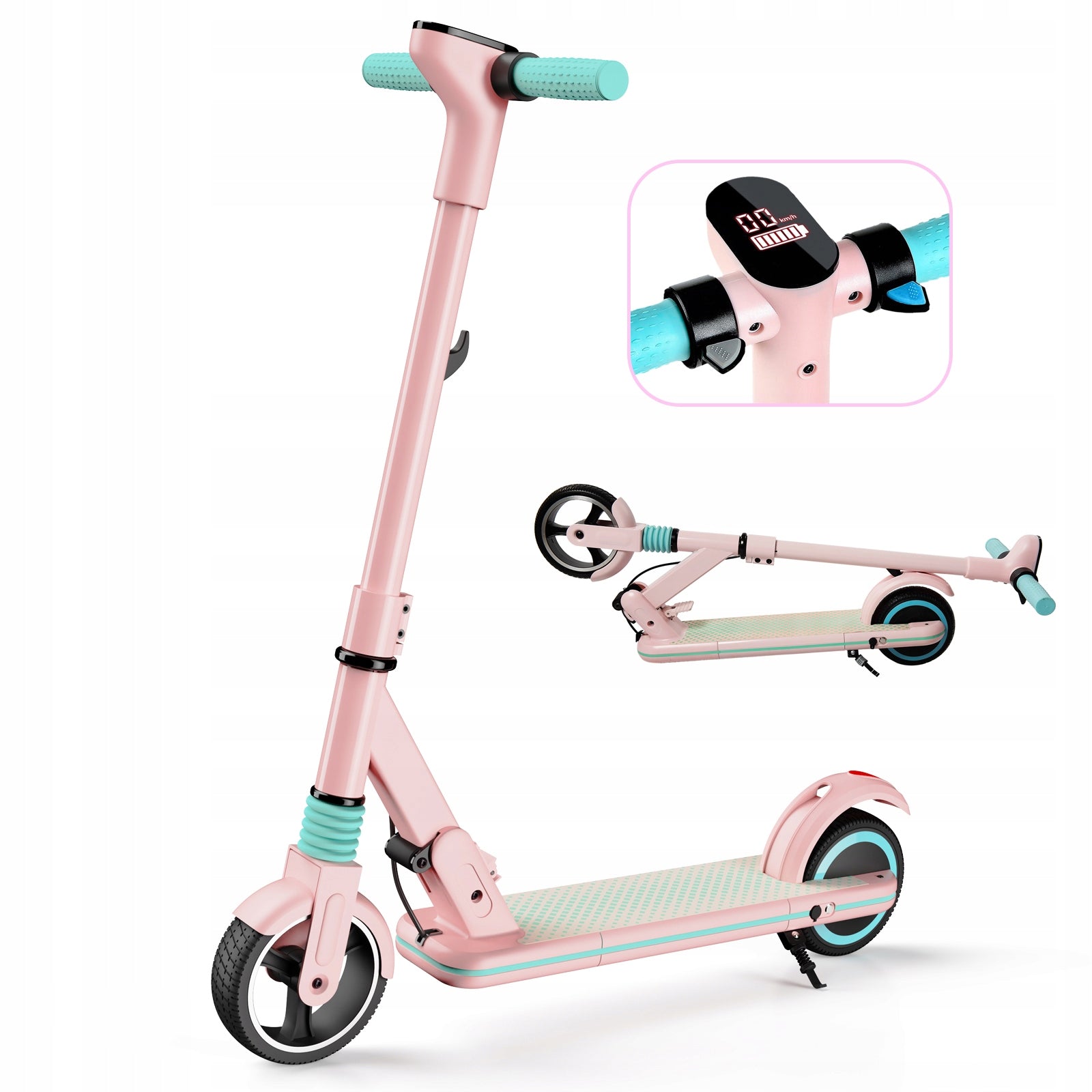 Children's Electric Scooter 14km/h 130W Foldable LED Screen Pink