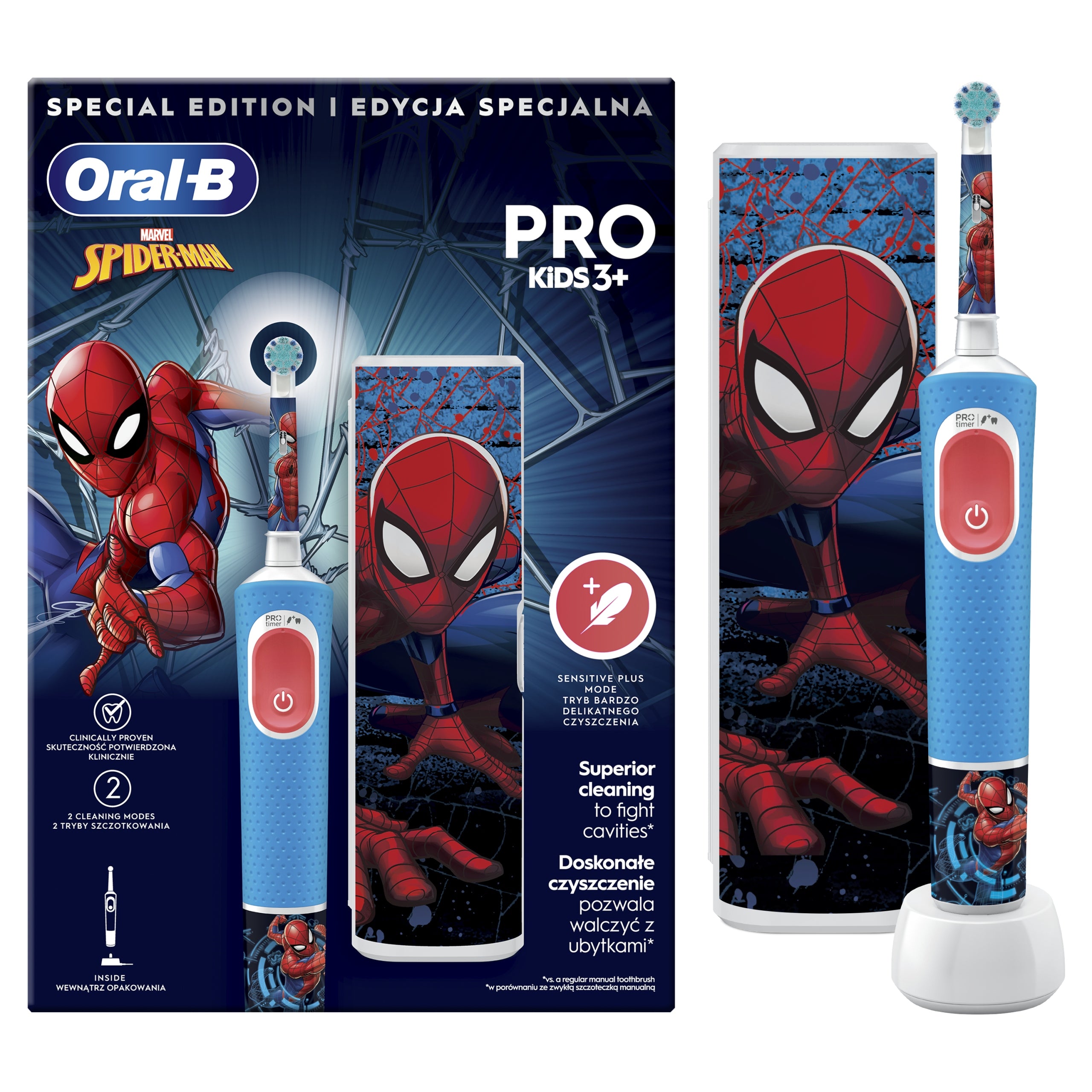 Children's Electric Toothbrush Oral-B Pro Kids Spiderman Gentle Mode
