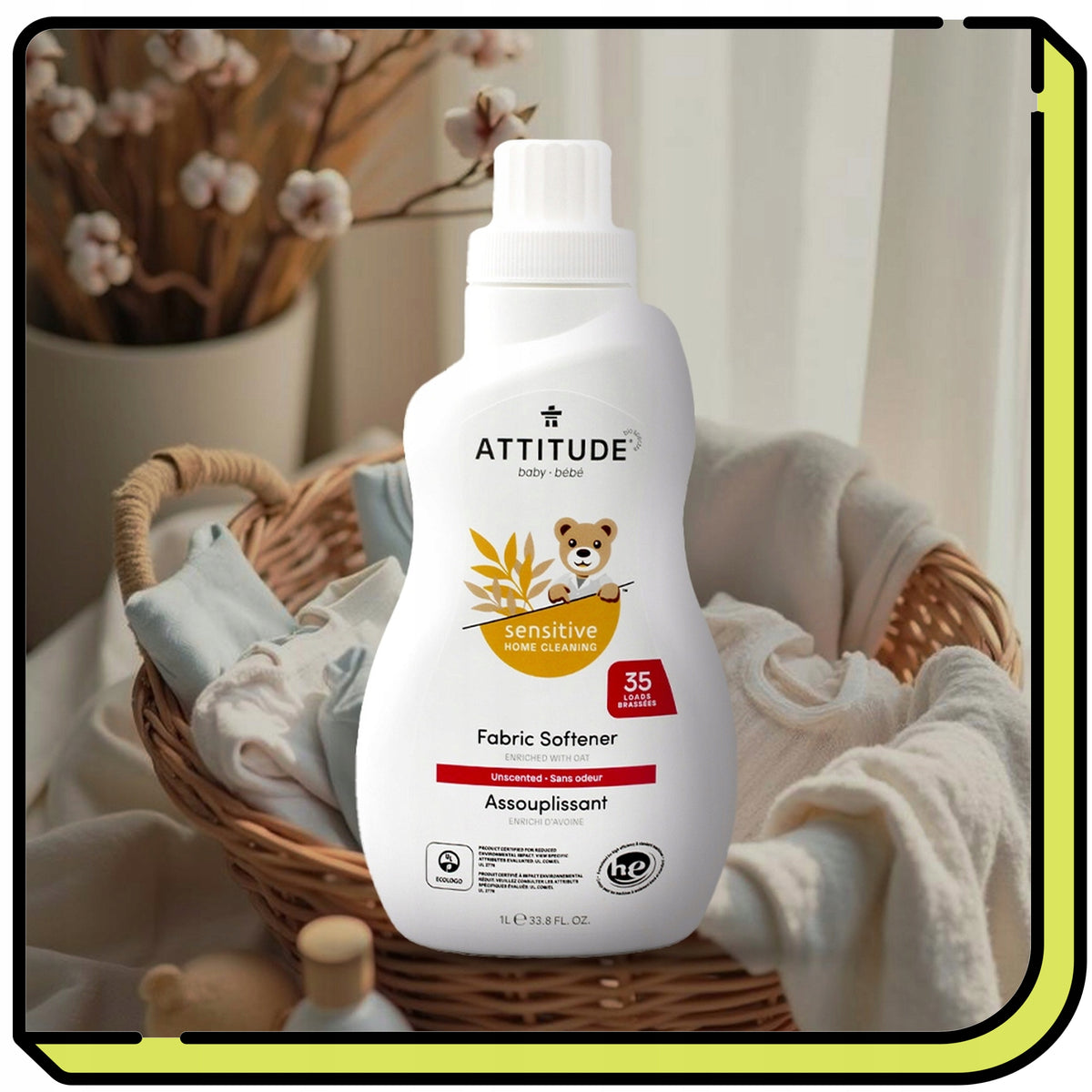 Children's Fabric Rinse Liquid Unscented ATTITUDE Eko 35 Washes 1L Packaging status original