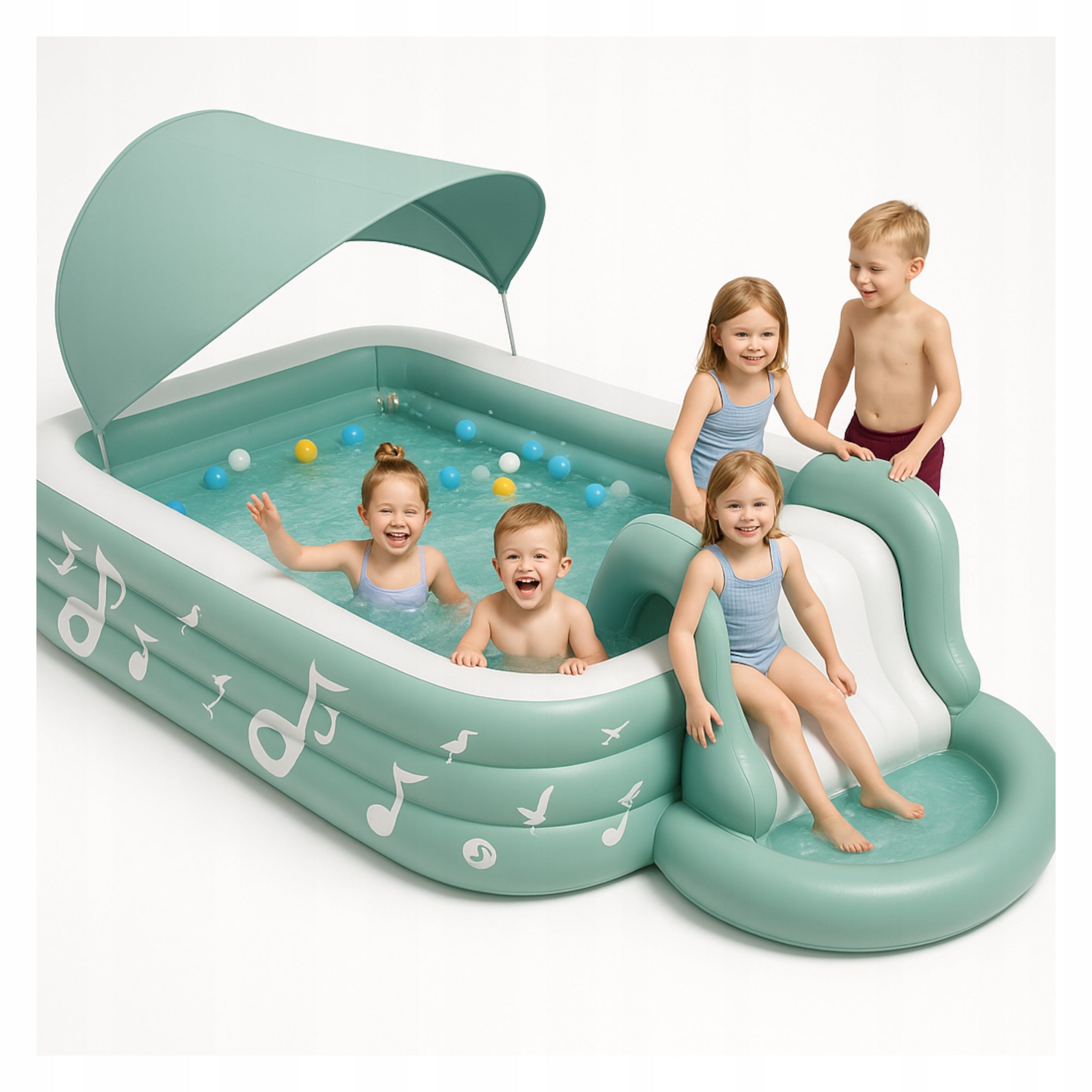 Children's Garden SWIMMING POOL INFLATABLE Large Slide Canopy UV Shower Tray 300