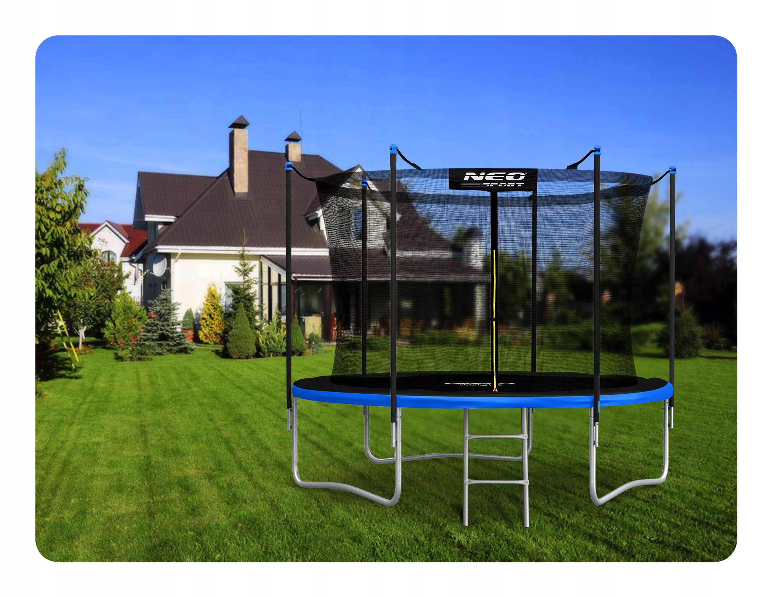 Children's Garden Trampoline 183cm 6ft + LADDER INNER MESH Total height 195 cm