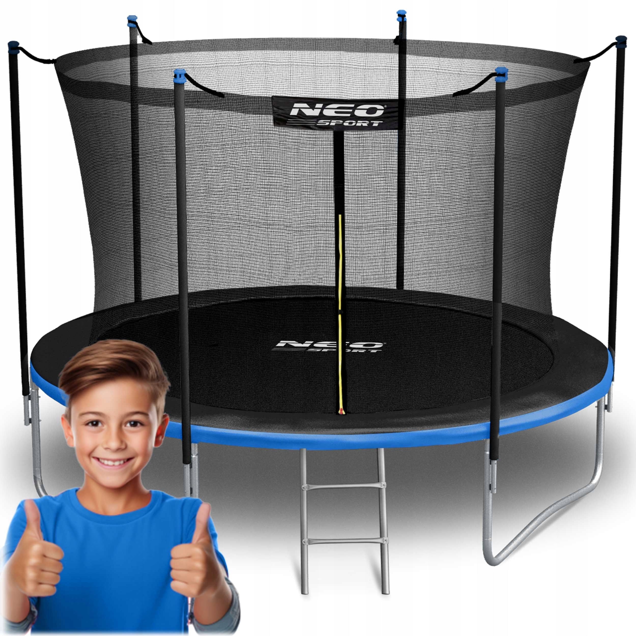 Children's Garden Trampoline 252cm 8ft Neosport LADDER INTERIOR MESH