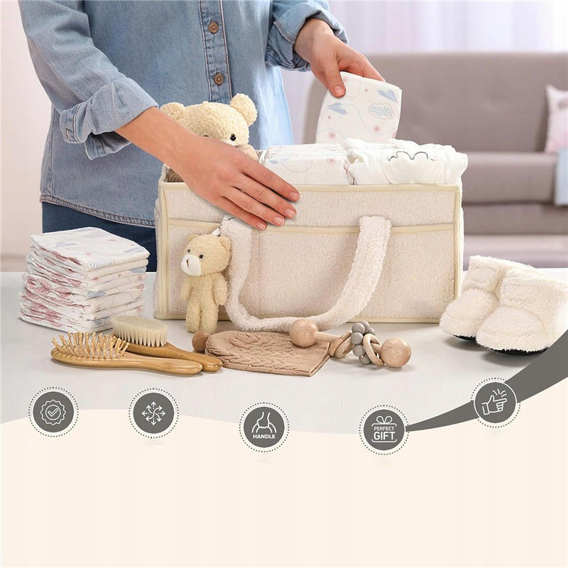 Children's Organizer Bag – Felt Basket, For Akcesoria and Diapers, cream Height 18 cm