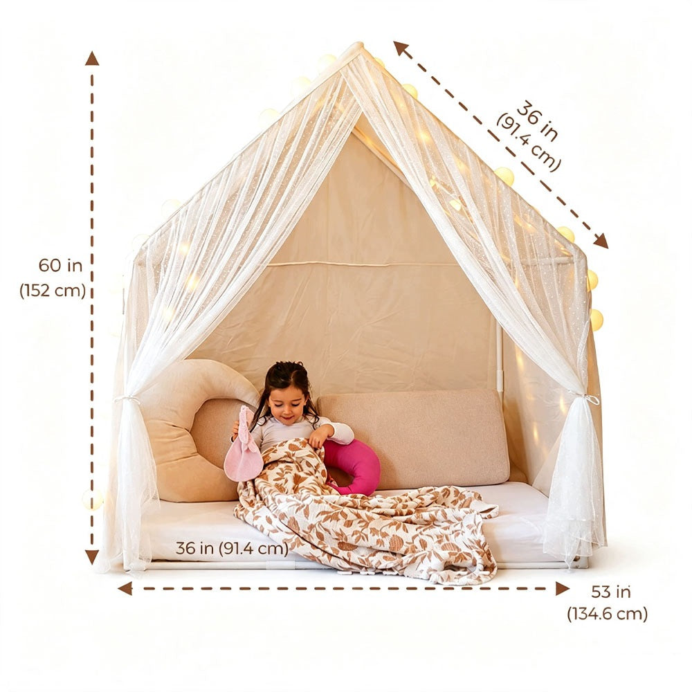 Children's Play Tent Large Beige With LED Lights For Room For Gift Packaging status original