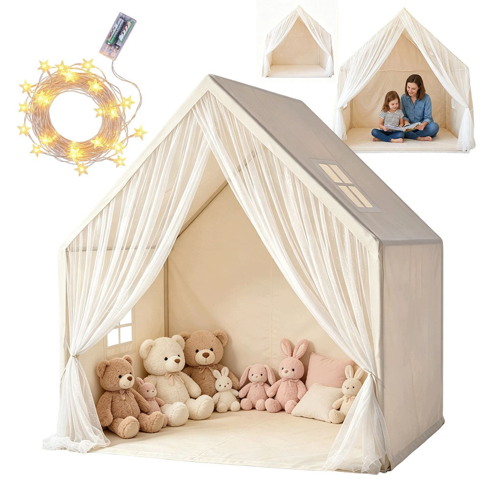 Children's Play Tent Large Beige With LED Lights For Room For Gift