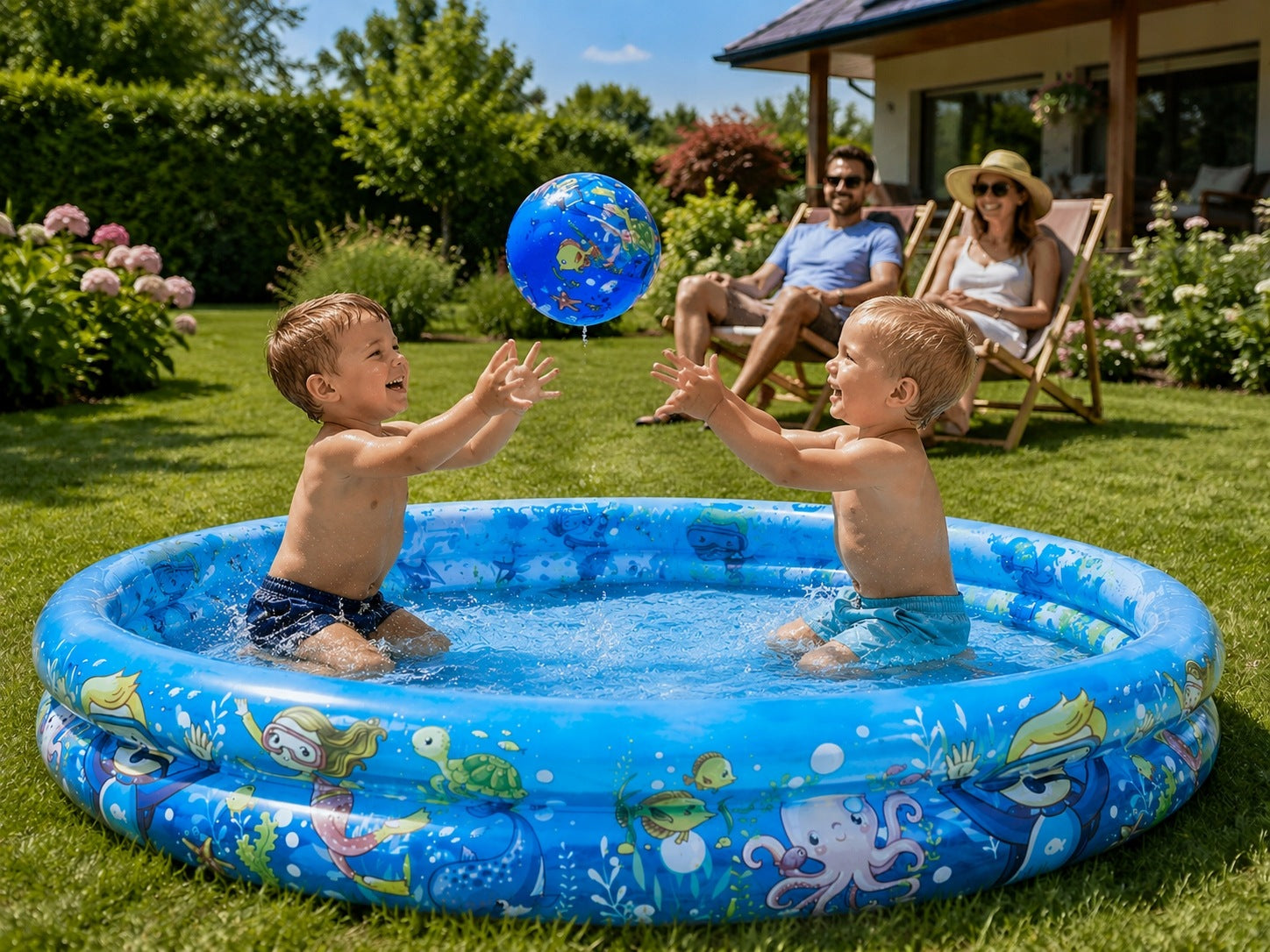 Children's Pool Ocean 120cm Ball Circle Set Inflatable Garden Shower Tray Brand SunClub