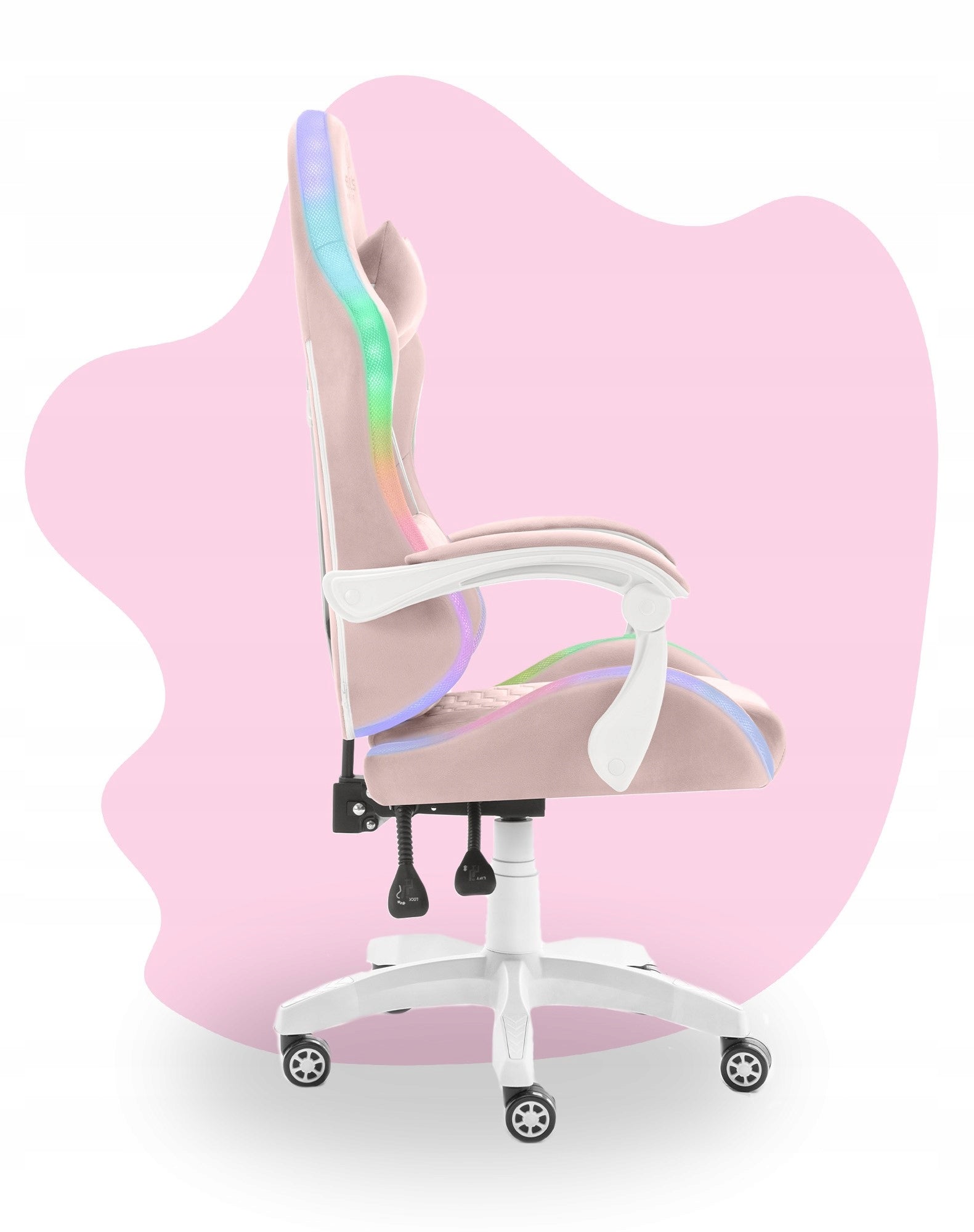 Children's Rotating Gaming Chair Hell's Chair HC-1000 LED Pink Fabric Furniture height 123 cm