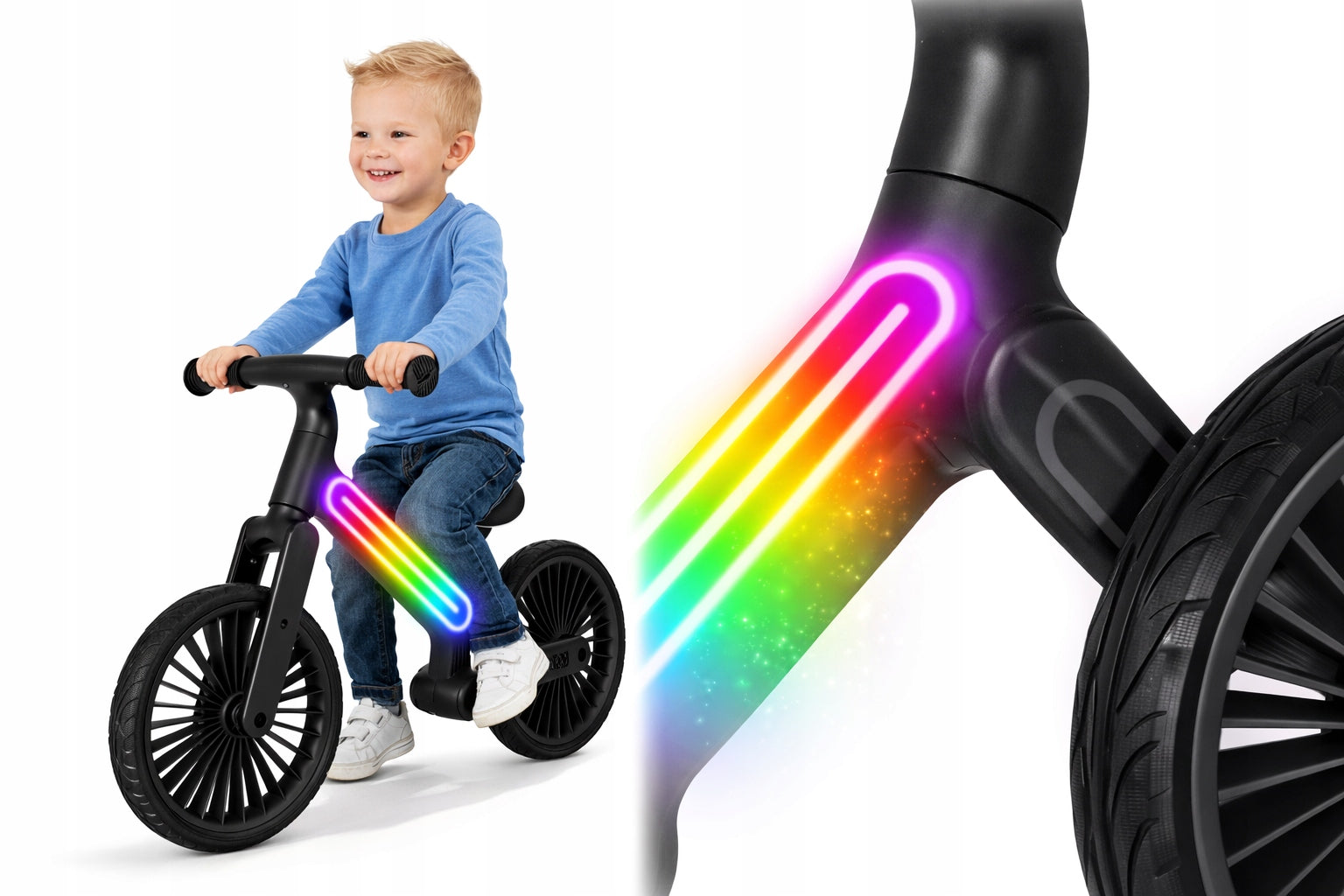 Children's Running Bike 12" LED Lightweight Adjustable Seat 2+ Color pink multicolor