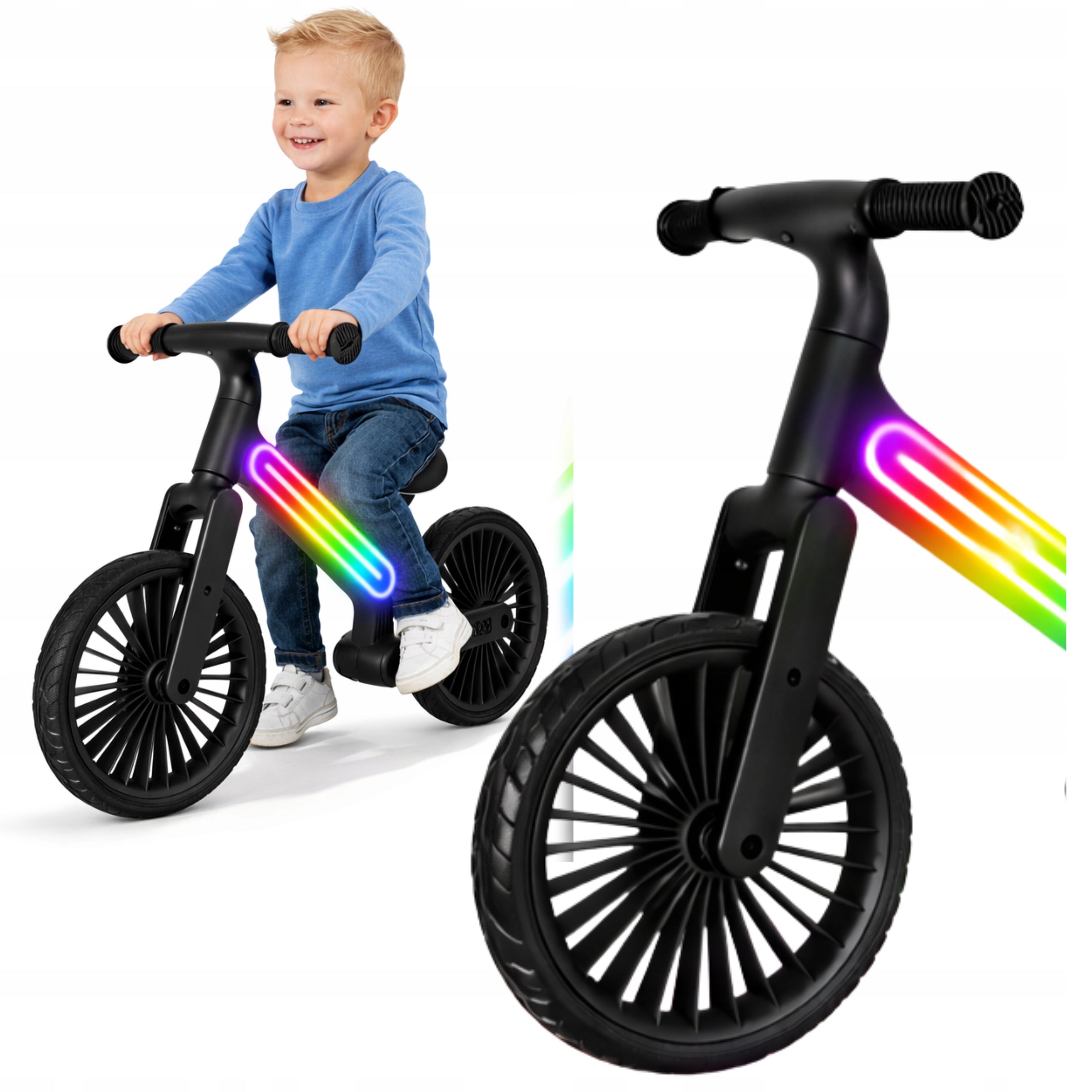 Children's Running Bike 12" LED Lightweight Adjustable Seat 2+