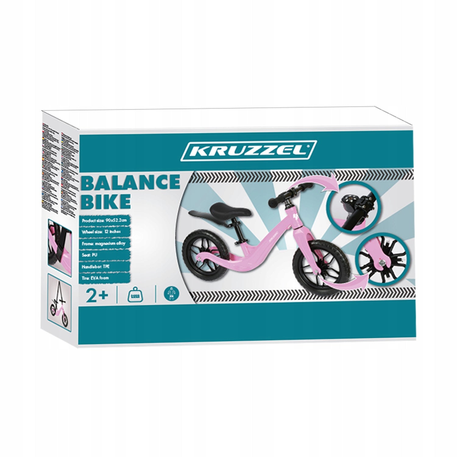 Children's Running Bike 2+ Children's Bike Wheels 12" Lightweight Shoulder Strap Brand Kruzzel