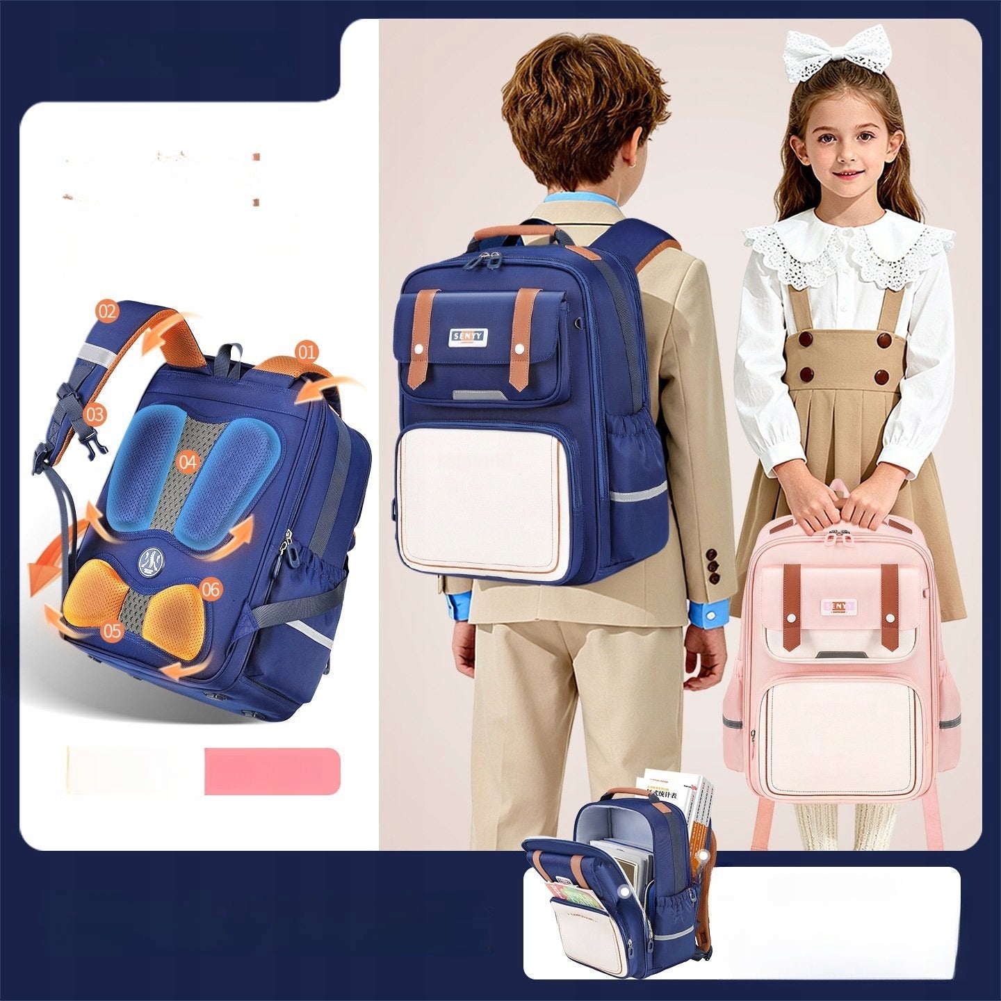 Children's School Backpack 1-2 Class Pink Set 3Arts Overweight Brand no brand