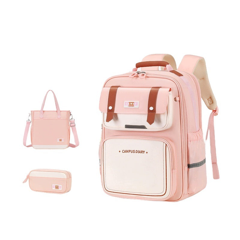 Children's School Backpack 1-2 Class Pink Set 3Arts Overweight