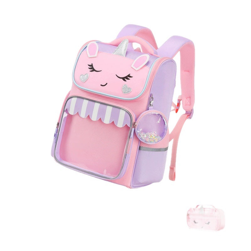 Children's School Backpack 1-3 Class Purple With Pencil Case Anti-Water