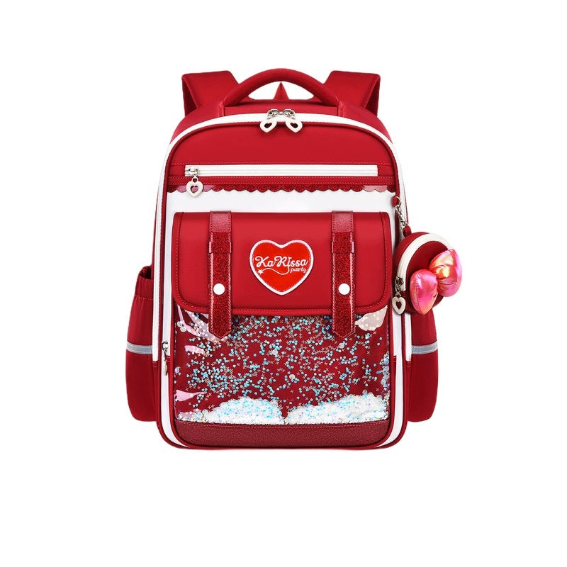 Children's School Backpack 1-6 Class Large Format Relieving Red