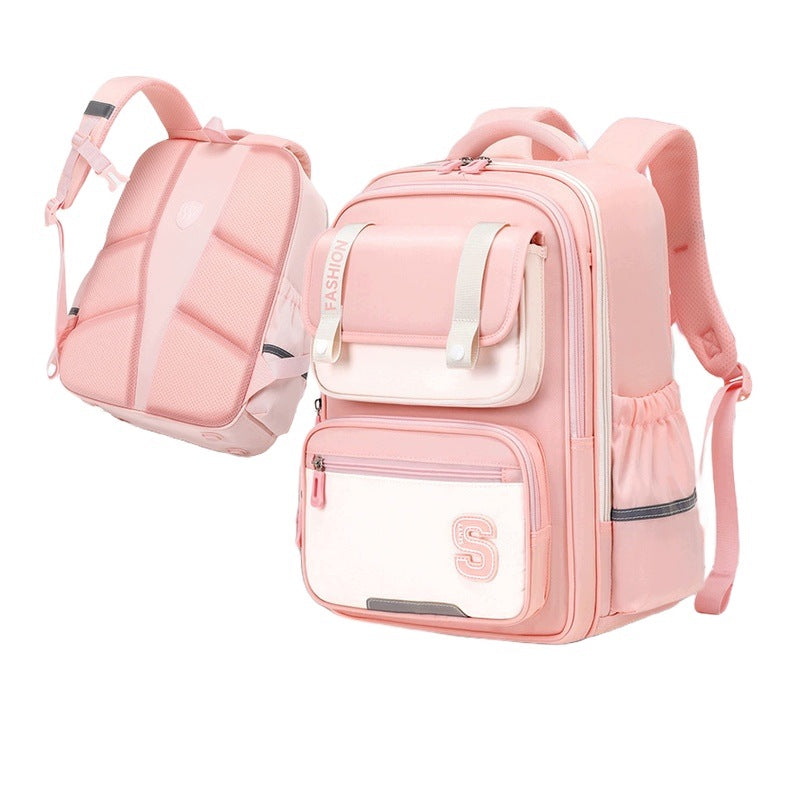 Children's School Backpack 1-6 Class Lightweight Large Capacity Relieving Pink