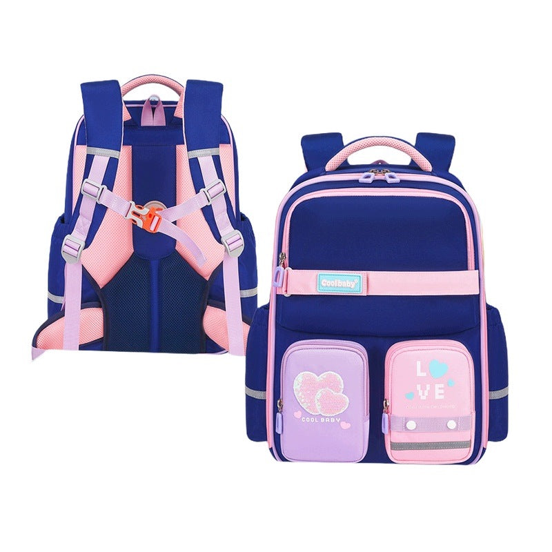 Children's School Backpack 1-6 Years Spacious Relieving Blue Pink