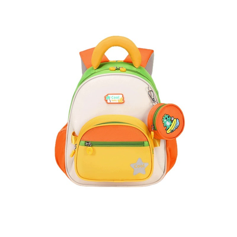 Children's School Backpack 3-4 Years Yellow-Orange With Green Decoration Lightweight