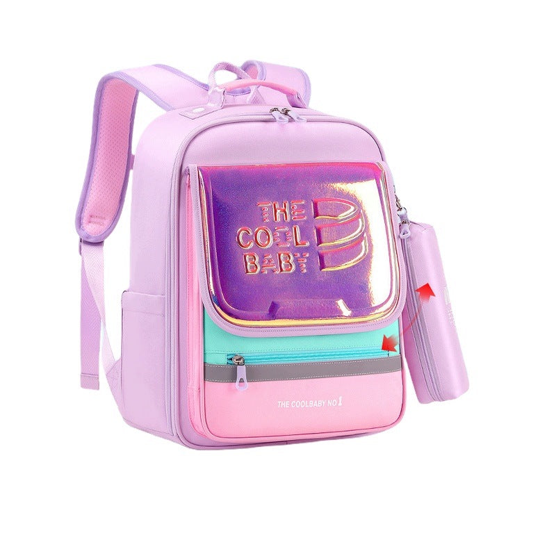 Children's School Backpack For Boys And Girls Purple Lightweight Spacious