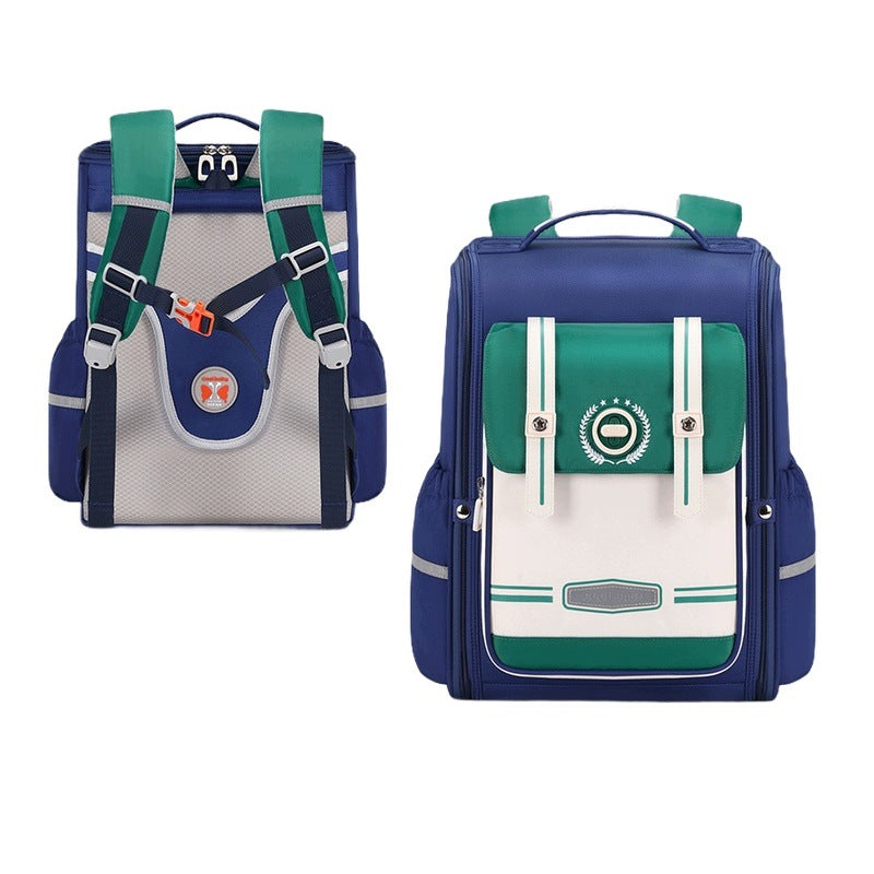 Children's School Backpack Men's And Women's Shiny Green Lightweight Resistant
