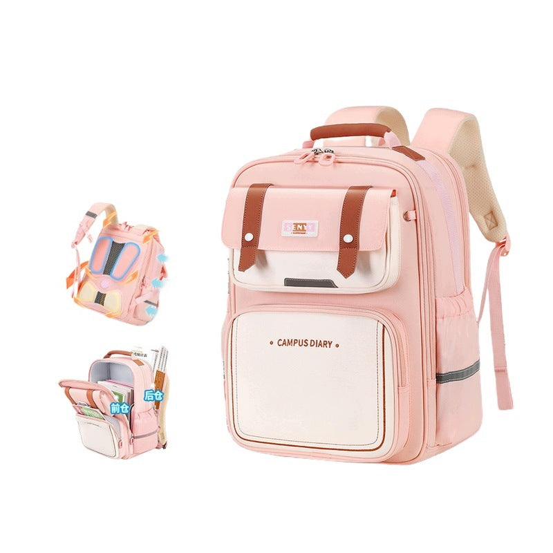Children's School Backpack Pink Large Capacity Lightweight Up to 3-6 Class
