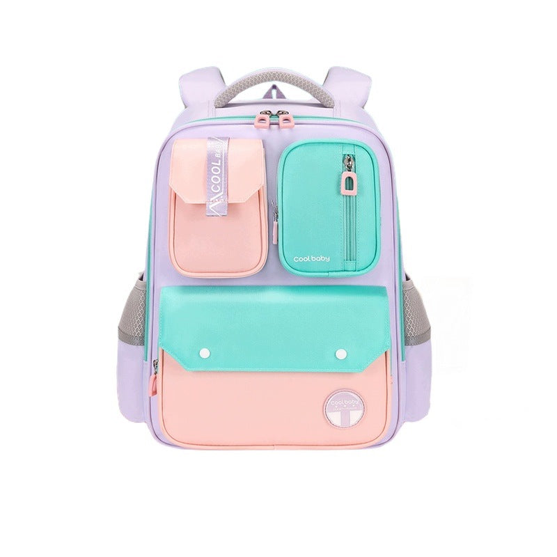 Children's School Backpack Purple With Mint Oxford Water Resistant Small