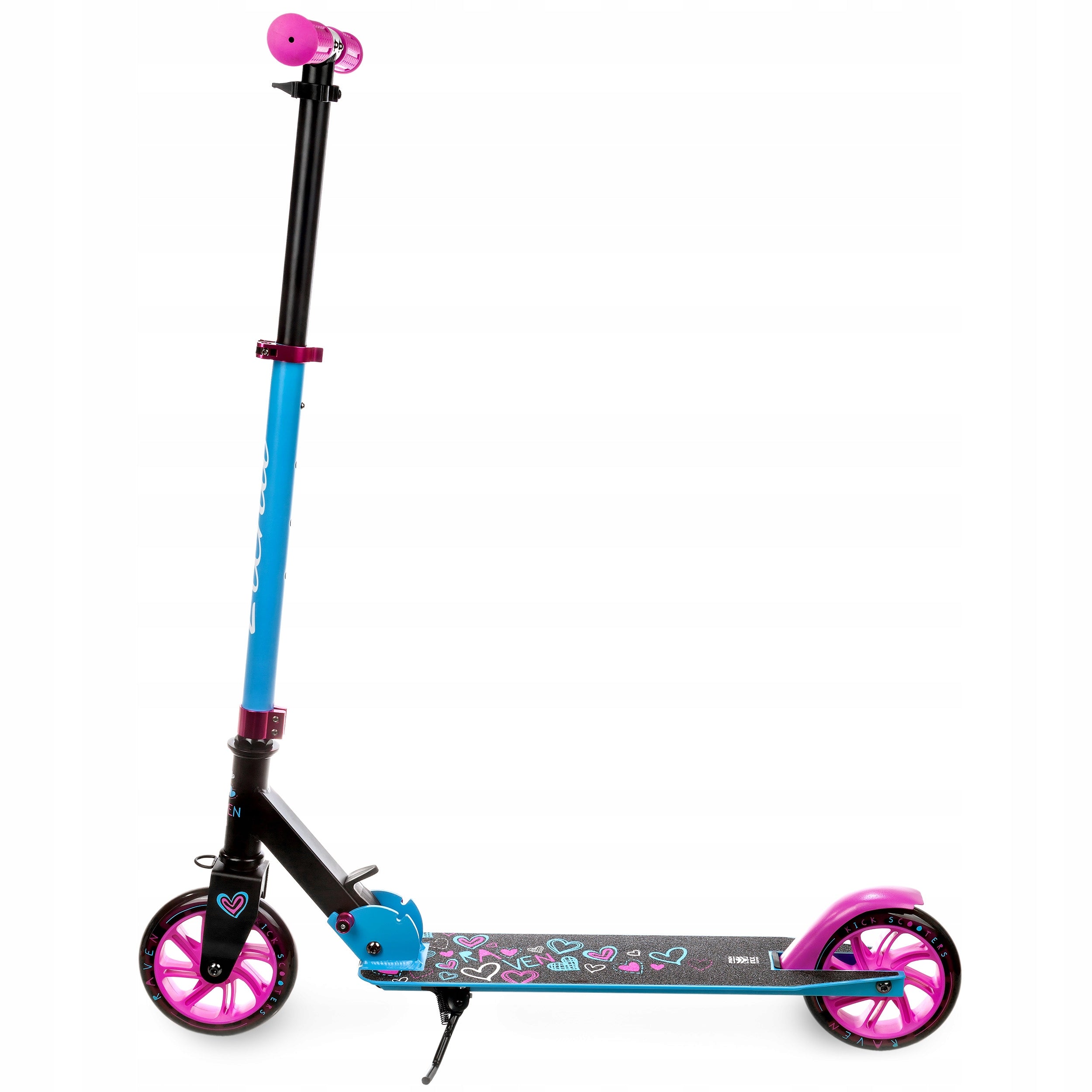 Children's Scooter Folding RAVEN Elena Black 145mm LED Wheels Color black blue pink